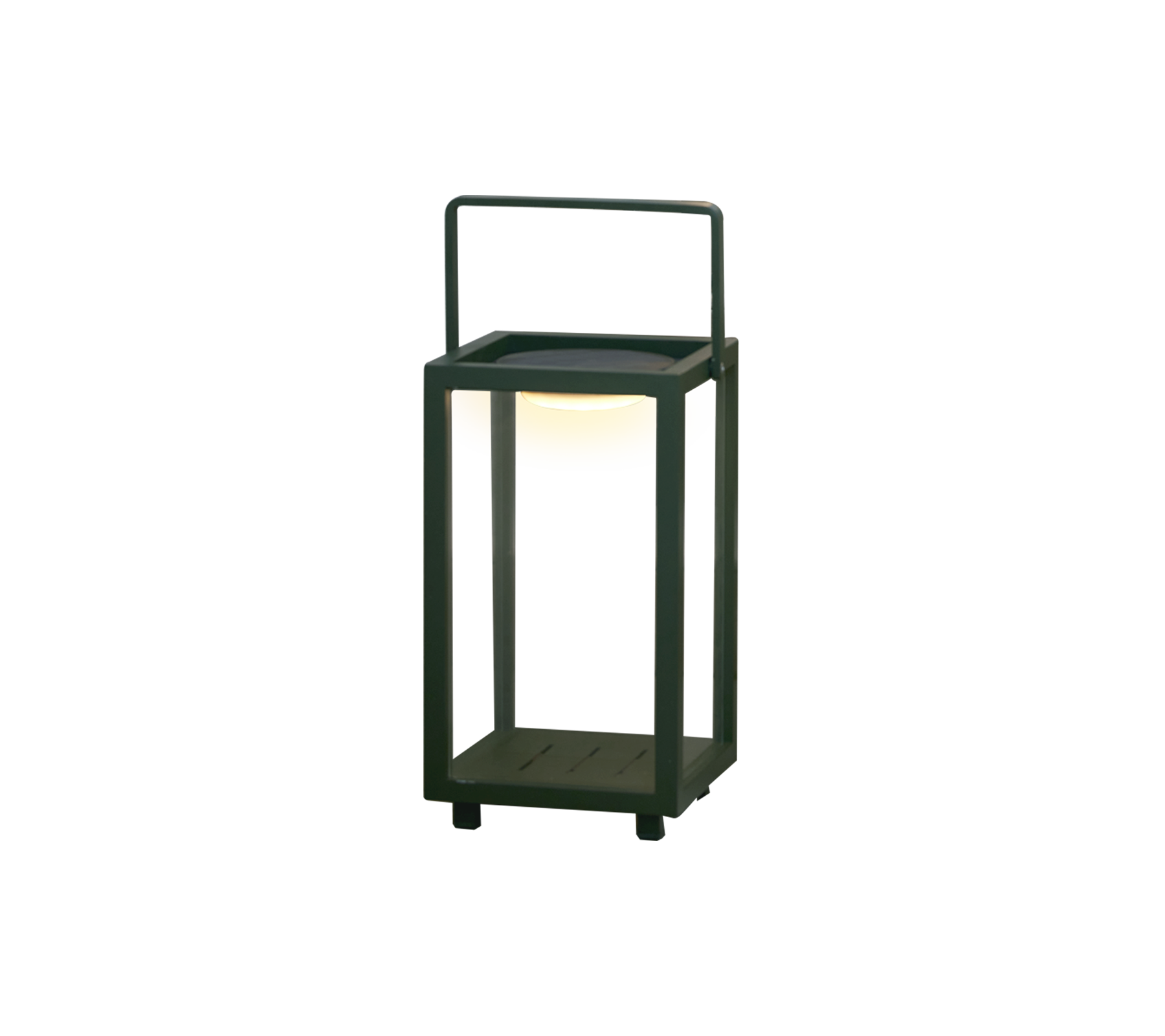 Stilig lanterne med varmt LED-lys, satt inn i en slank, moderne ramme, perfekt for å forbedre atmosfæren i ethvert rom.