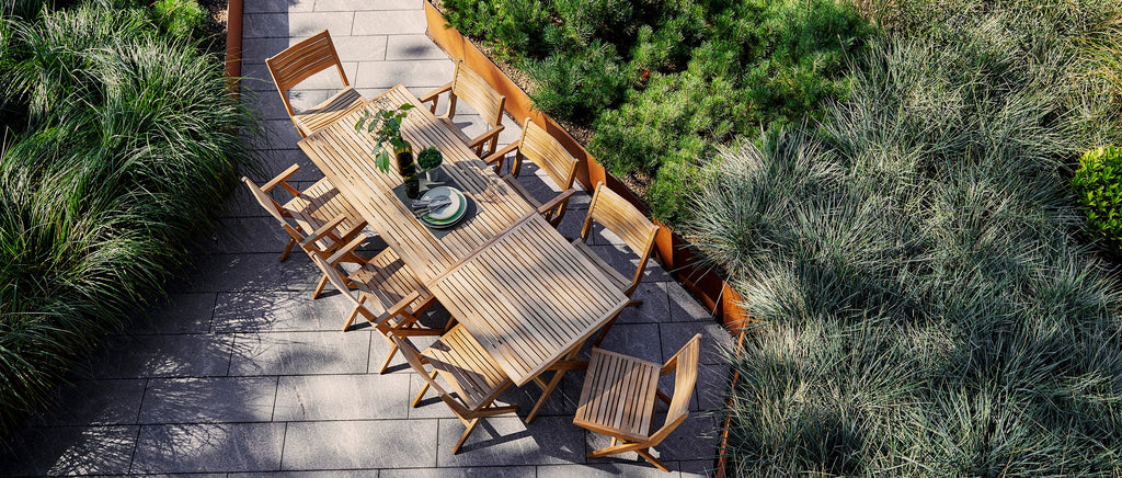 Cane-line udendørs spisebordssæt af teaktræ
