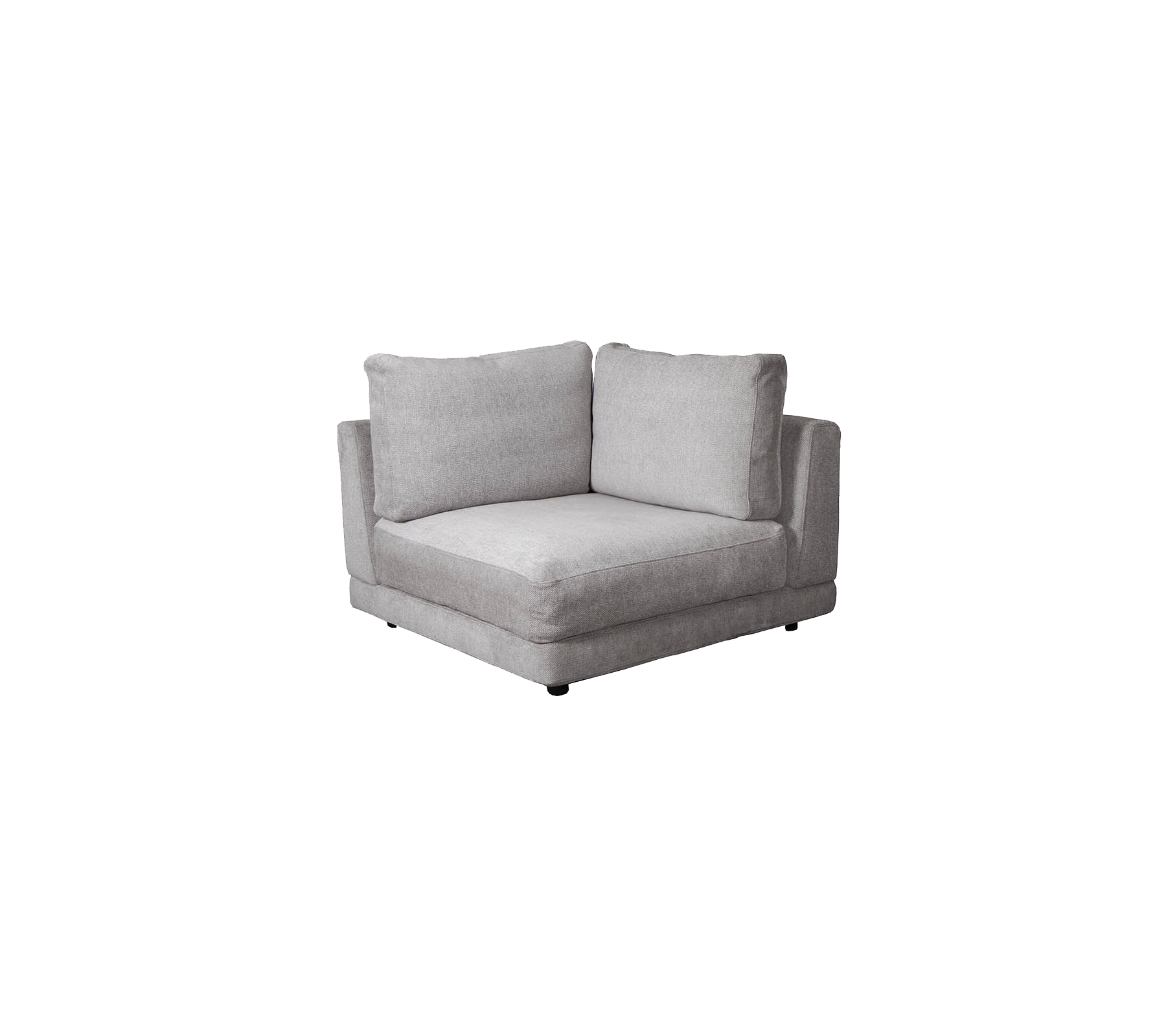 Grå hjørnesofa med myke puter, som har et moderne design og en avslappet stil, perfekt for koselige sittearrangementer.