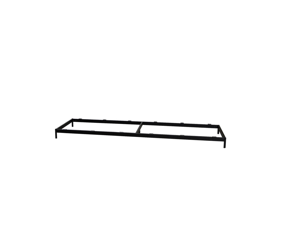 Svart metallramme designet for støtte og stabilitet, egnet for ulike applikasjoner.