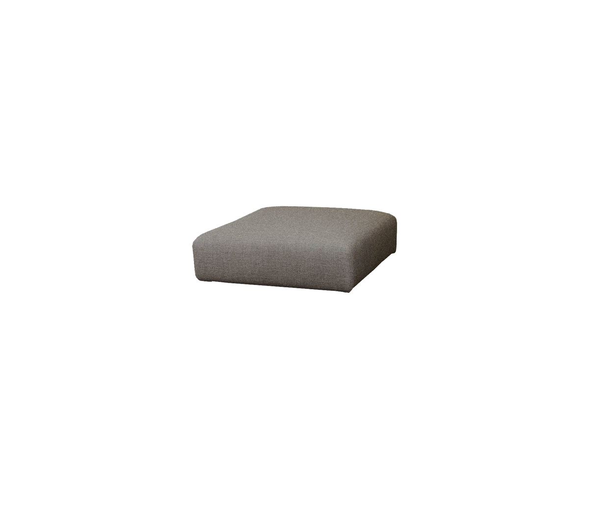 Grå ottoman med et moderne, minimalistisk design, med en myk stoffoverflate og rene linjer, perfekt for allsidig sitteplasser eller dekorasjon.