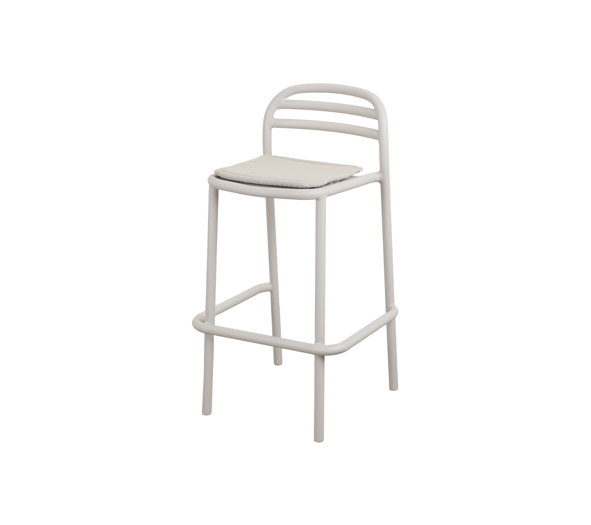 Moderne barstol i sandfarget design.