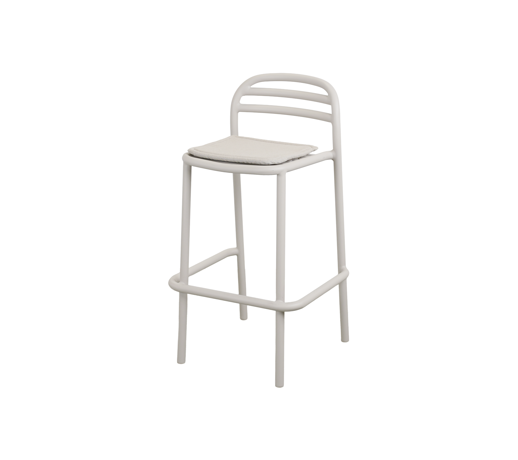 Moderne barstol i sandfarget design.