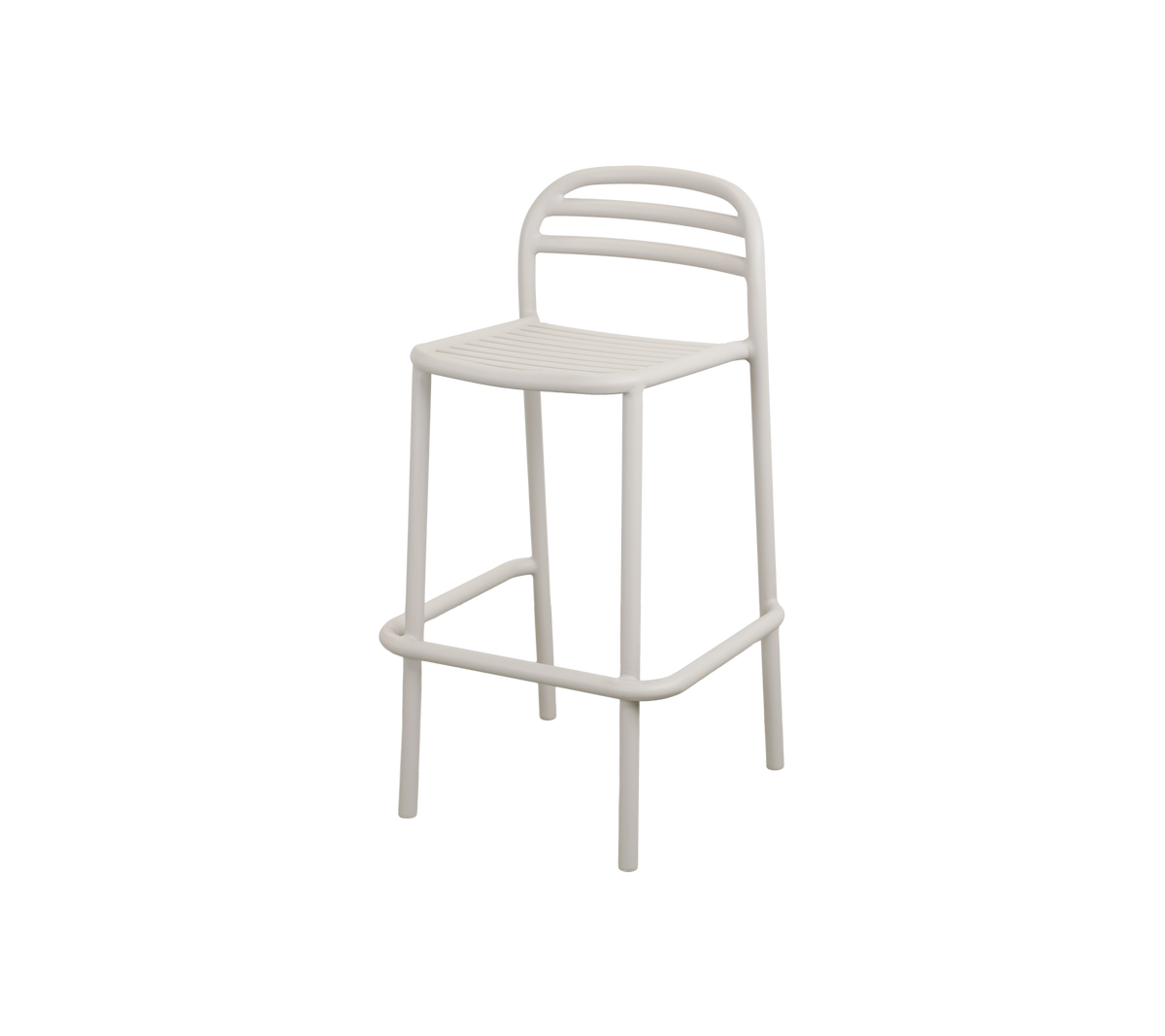 Sand barstol med minimalistisk design.