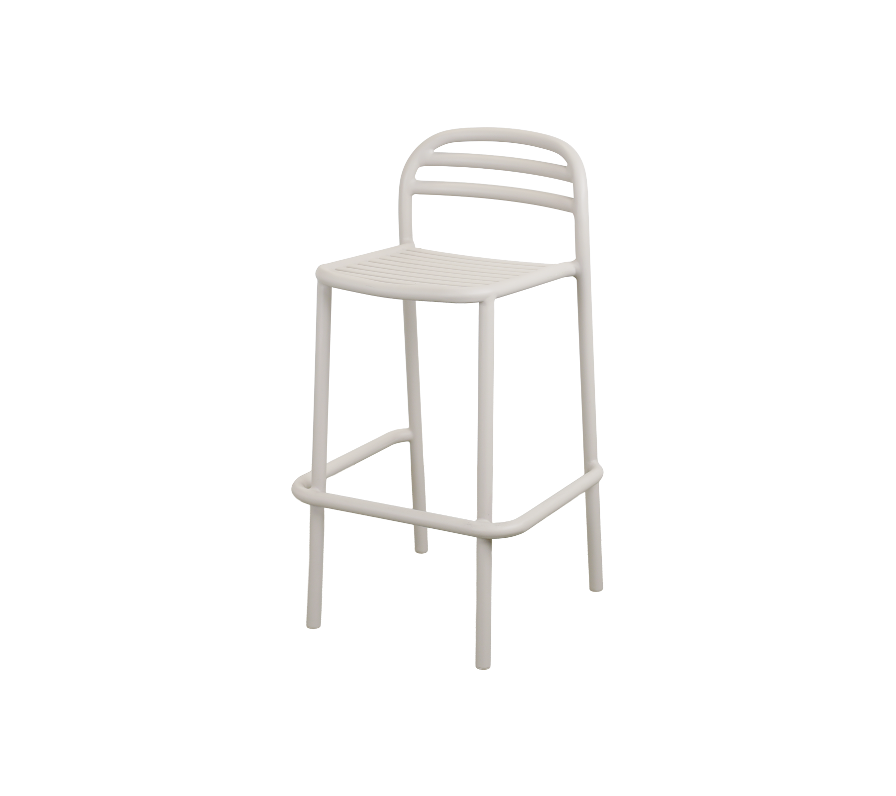 Sand barstol med minimalistisk design.
