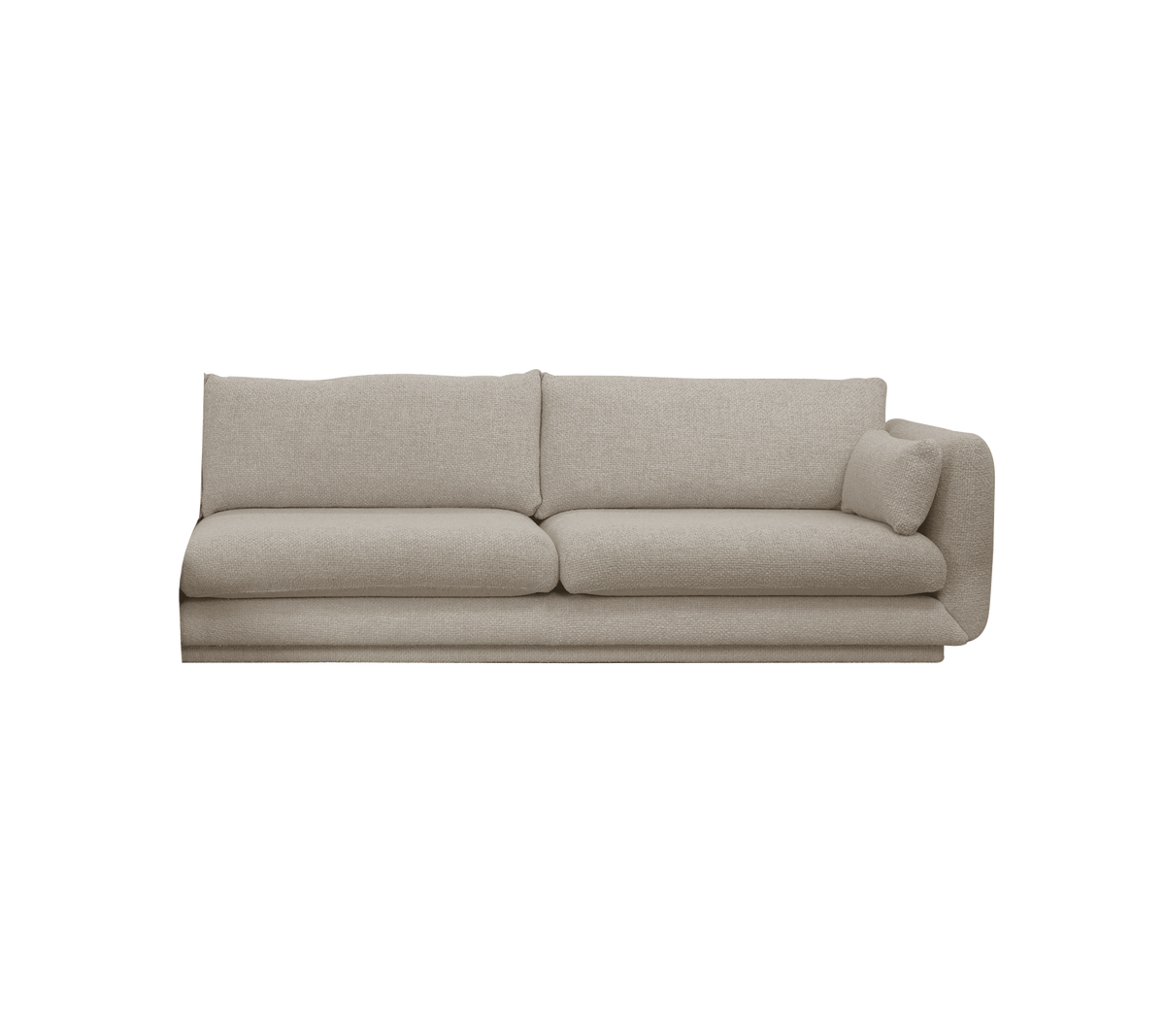 Moderne sandfarget sofa med et avslappet design.