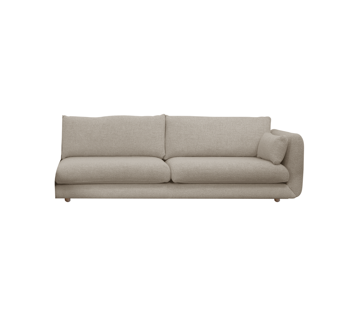 Moderne sandfarge sofa med minimalistisk design.