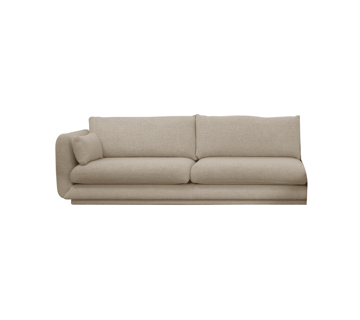 Moderne sandsofa med et putete design og romslige sitteplasser.