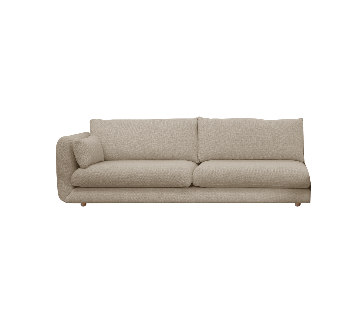 Moderne sandfarget sofa med minimalistisk design.