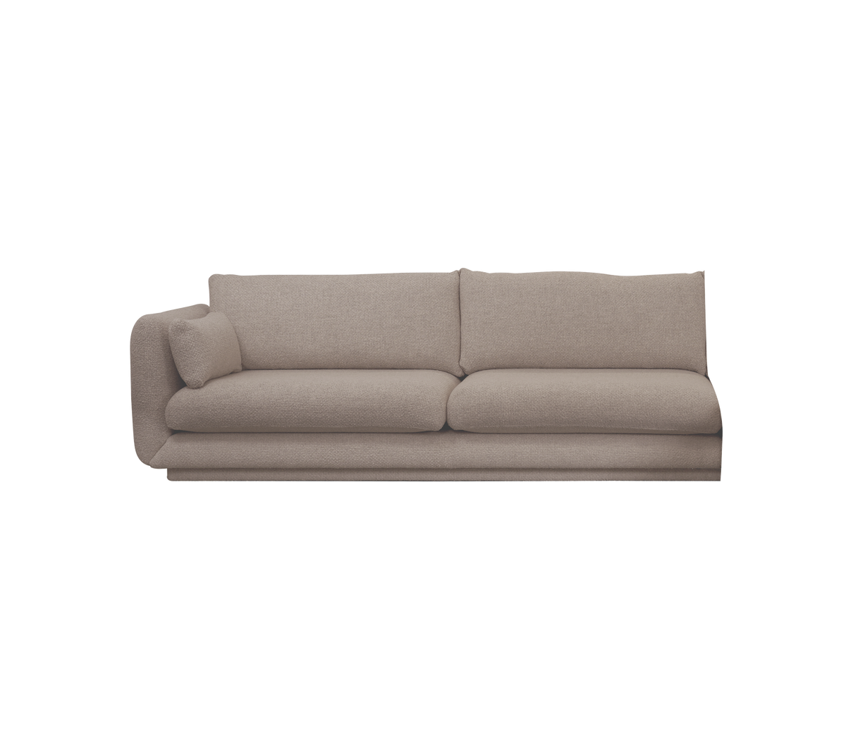 Lys brun moderne sofa med minimalistisk design.