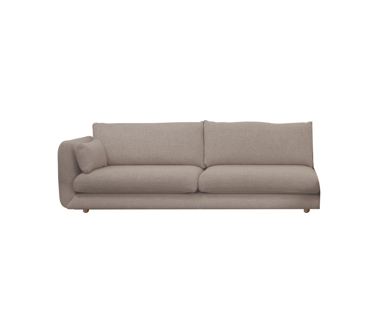 Lysebrun moderne sofa med minimalistisk design.