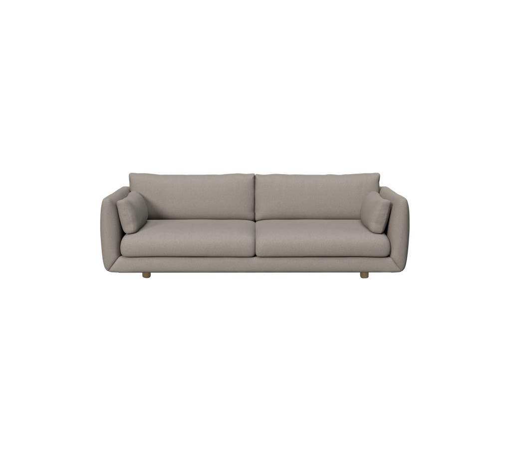 Lyst brunt moderne sofa med siddeputer.