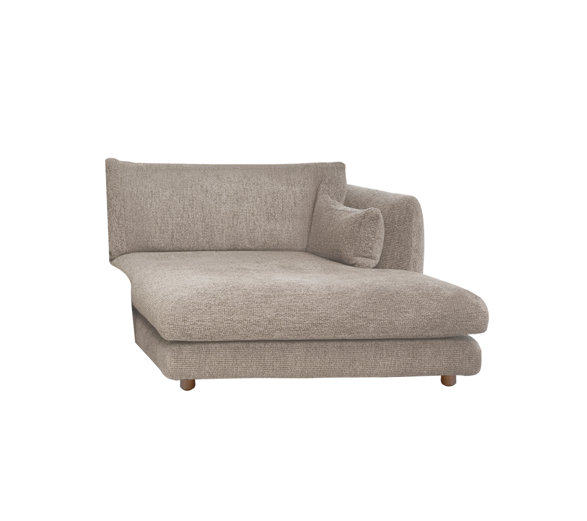 Lysbrun chaise longue med minimalistisk design.