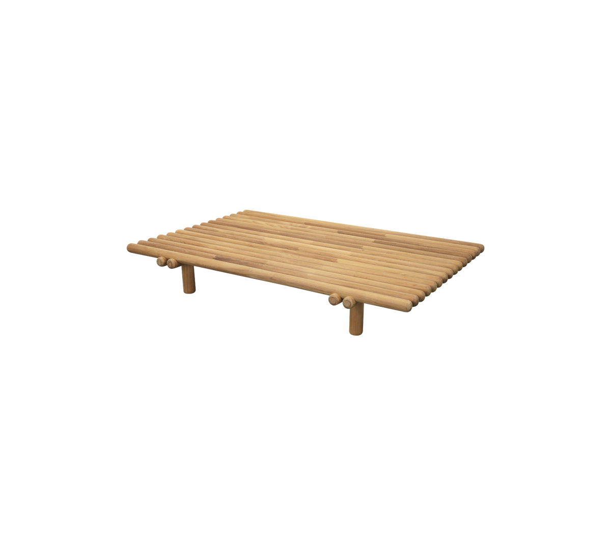Trekjølt bord med fire ben, som har en minimalistisk design og naturlig finish, egnet for ulike dekorative stiler.