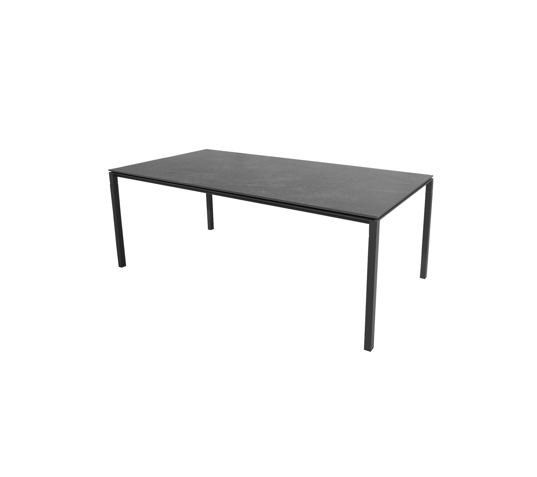 Et slankt, moderne bord med en flat overflate støttet av tynne ben, designet for allsidig bruk i ulike settinger.