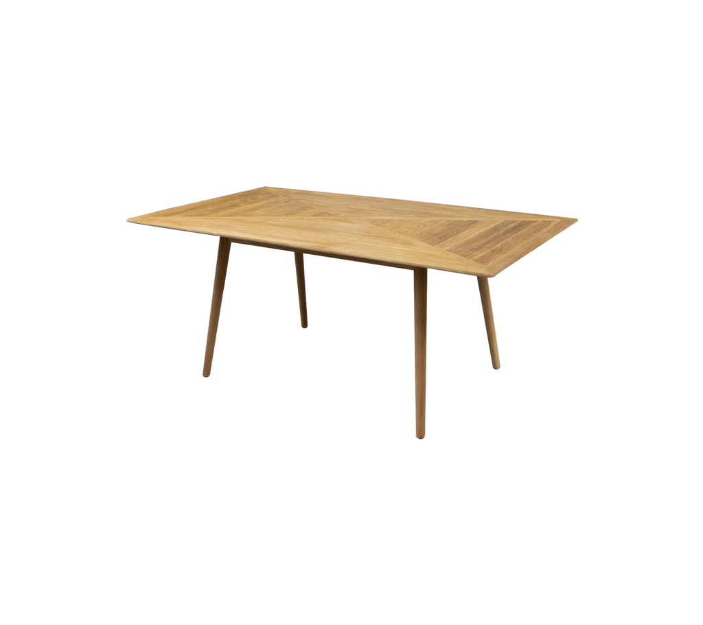 Rektangulært trebord med lys finish og avsmalnede ben, perfekt for spise- eller arbeidsplassbruk. Enkelt og moderne design.