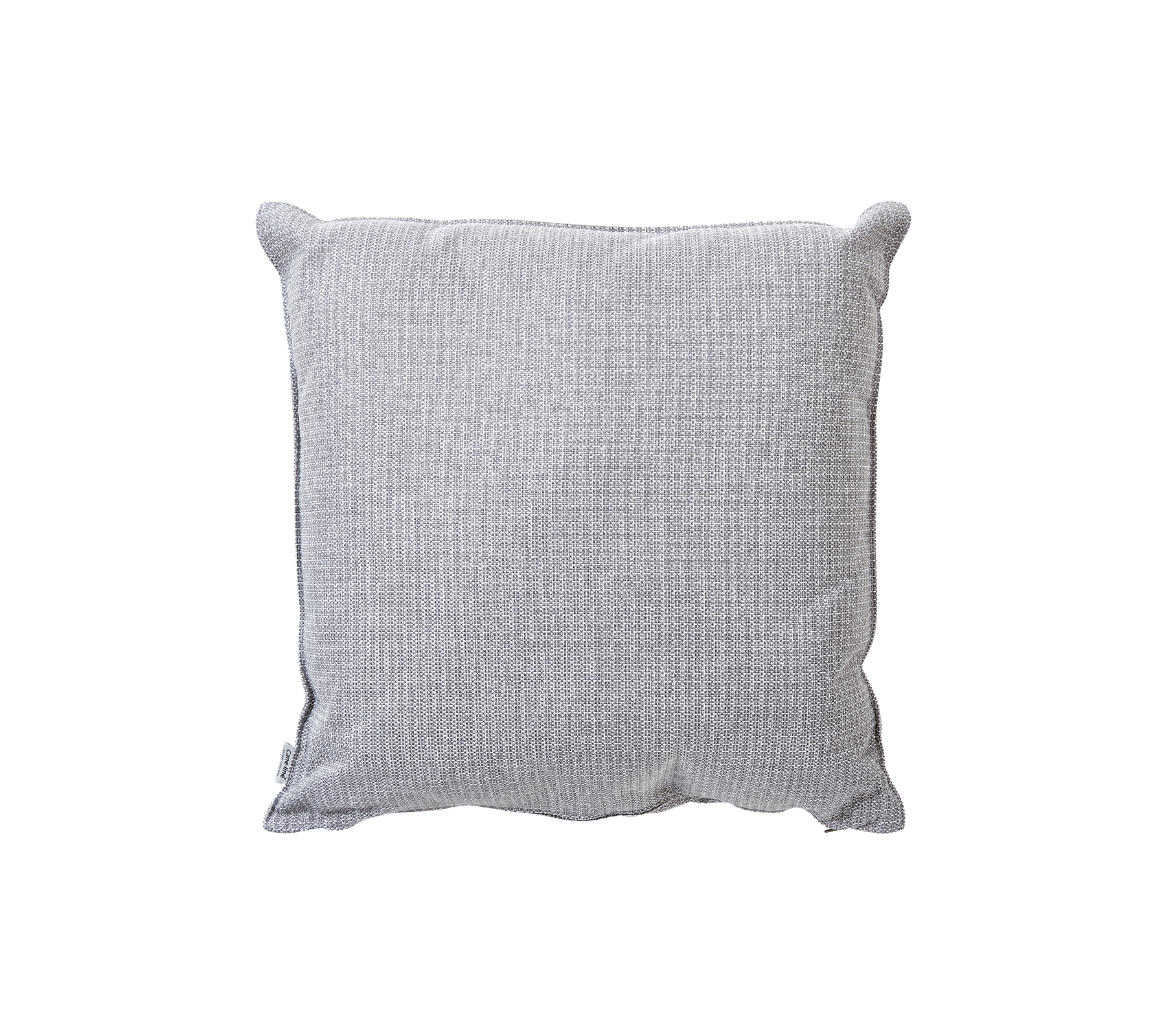 Grå pute med et strukturert mønster, med piping kanter for et stilig og komfortabelt preg i enhver setting.