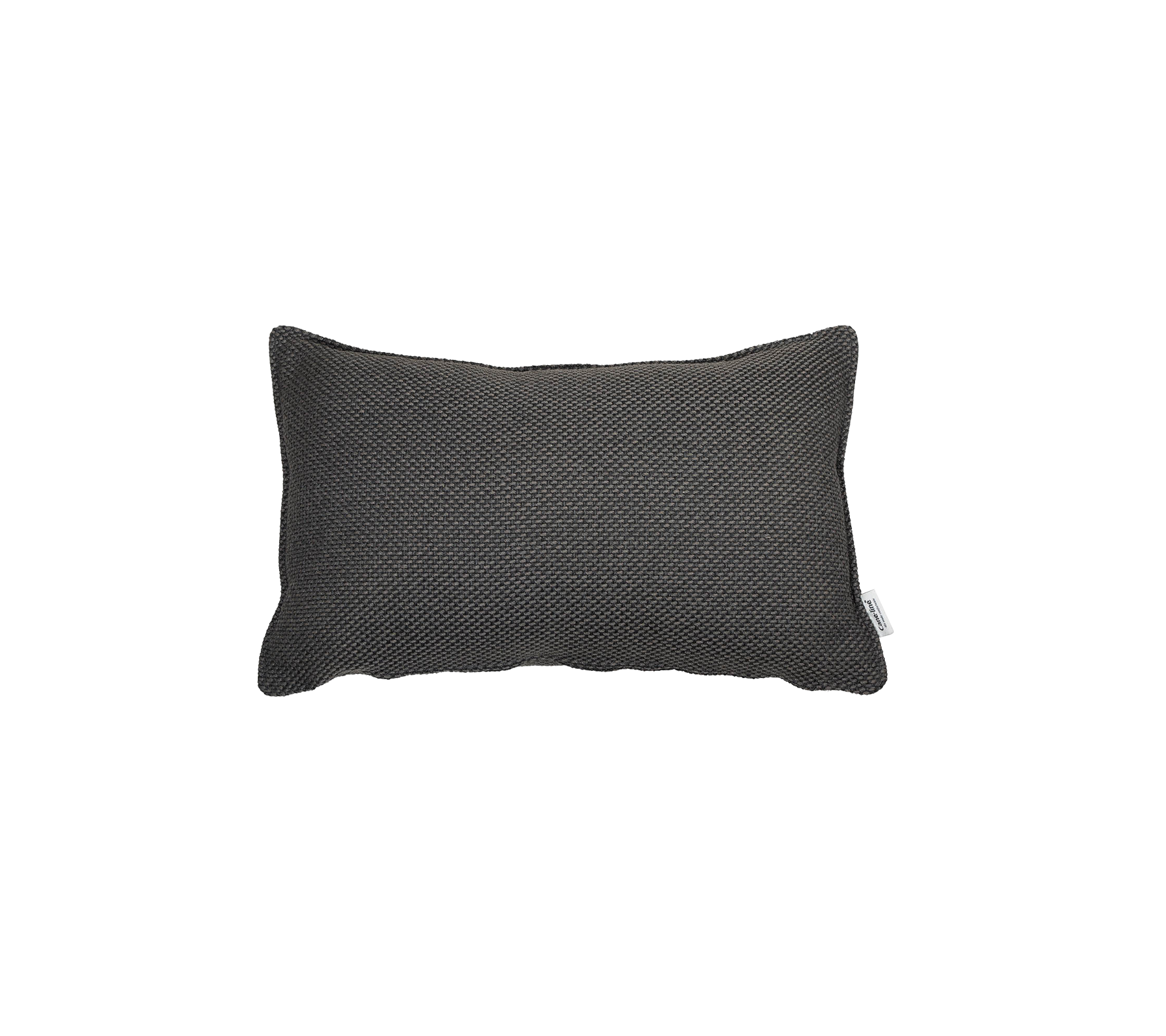 Strukturert rektangulær pute i en sleek mørk farge, som tilfører et touch av moderne eleganse til ethvert rom.