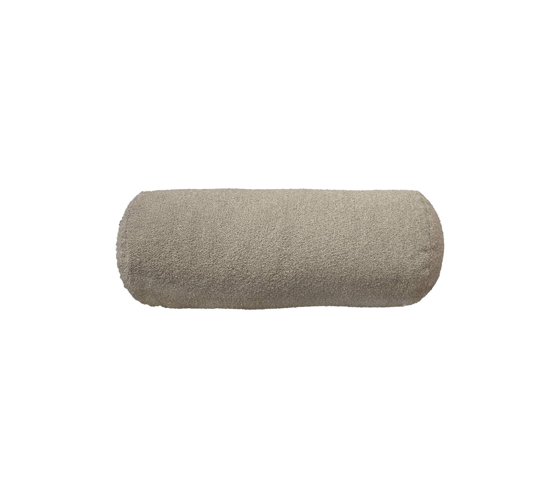 Lys beige sylinderformet pute med en myk tekstur, designet for komfort og stil i forskjellige omgivelser.