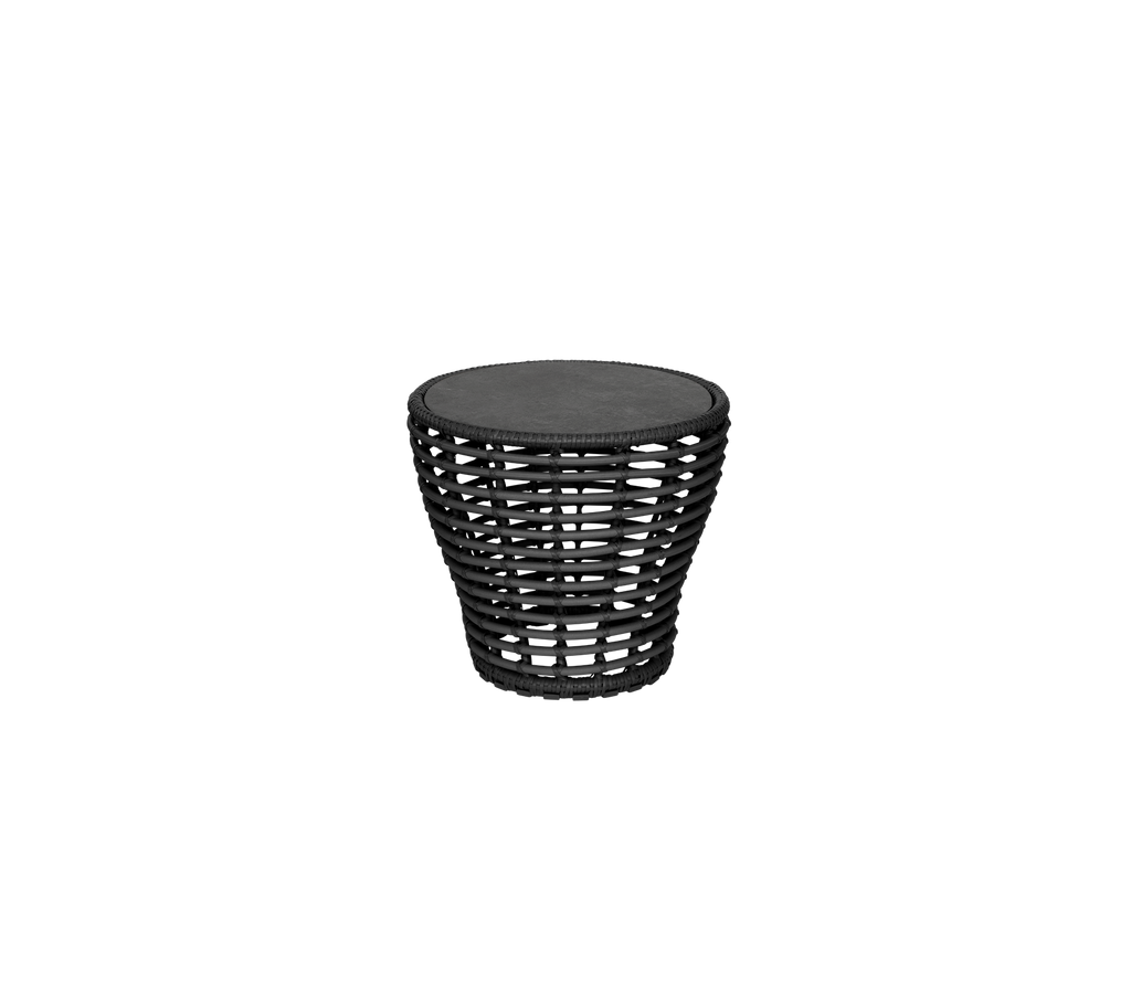 Svart vevd krakkel med rund topp og åpen design, egnet for ulike omgivelser og allsidig bruk.