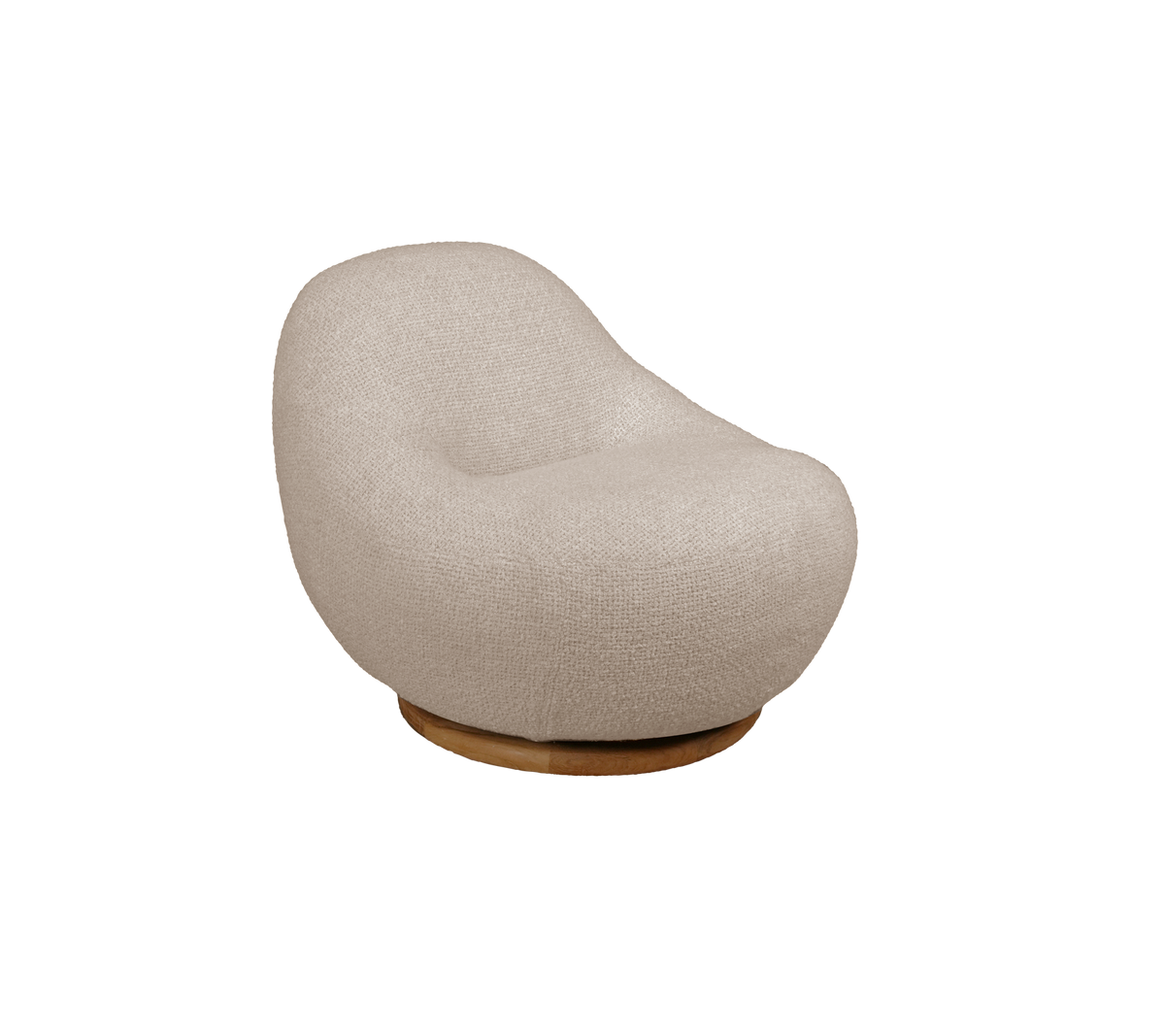 Moderne sandfarget stol med rund design.