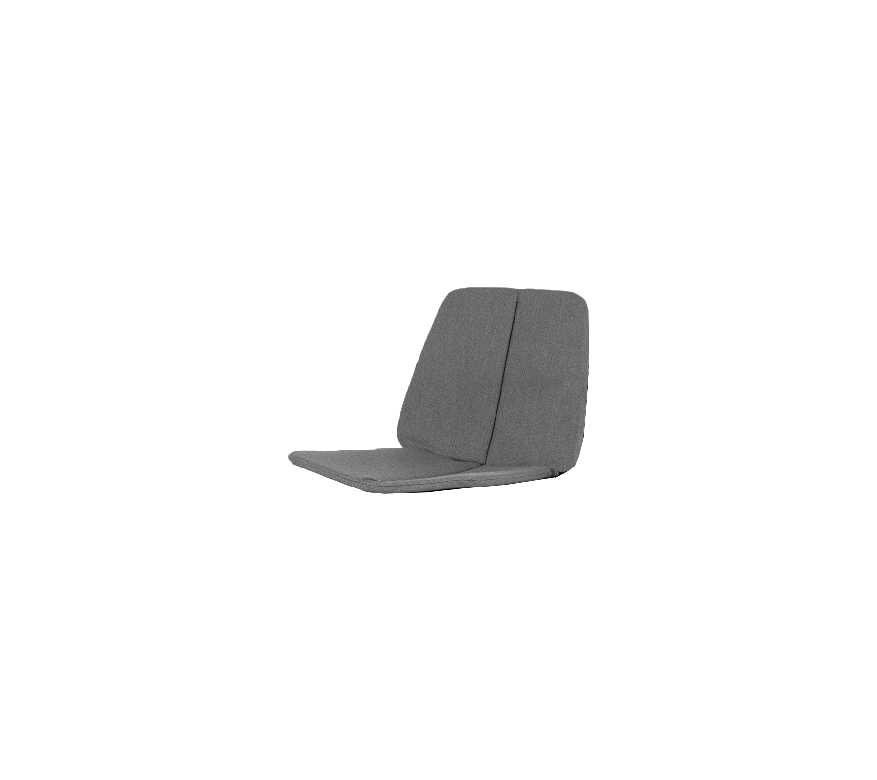 Grå, moderne lenestol med et minimalistisk design som har en komfortabel ryggstøtte og setepute.