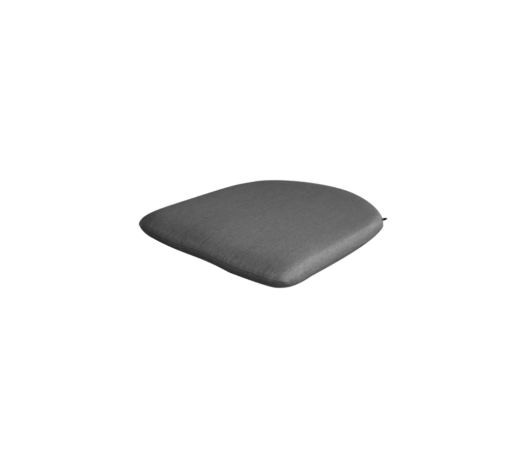 Grå pute med et slankt, minimalistisk design.