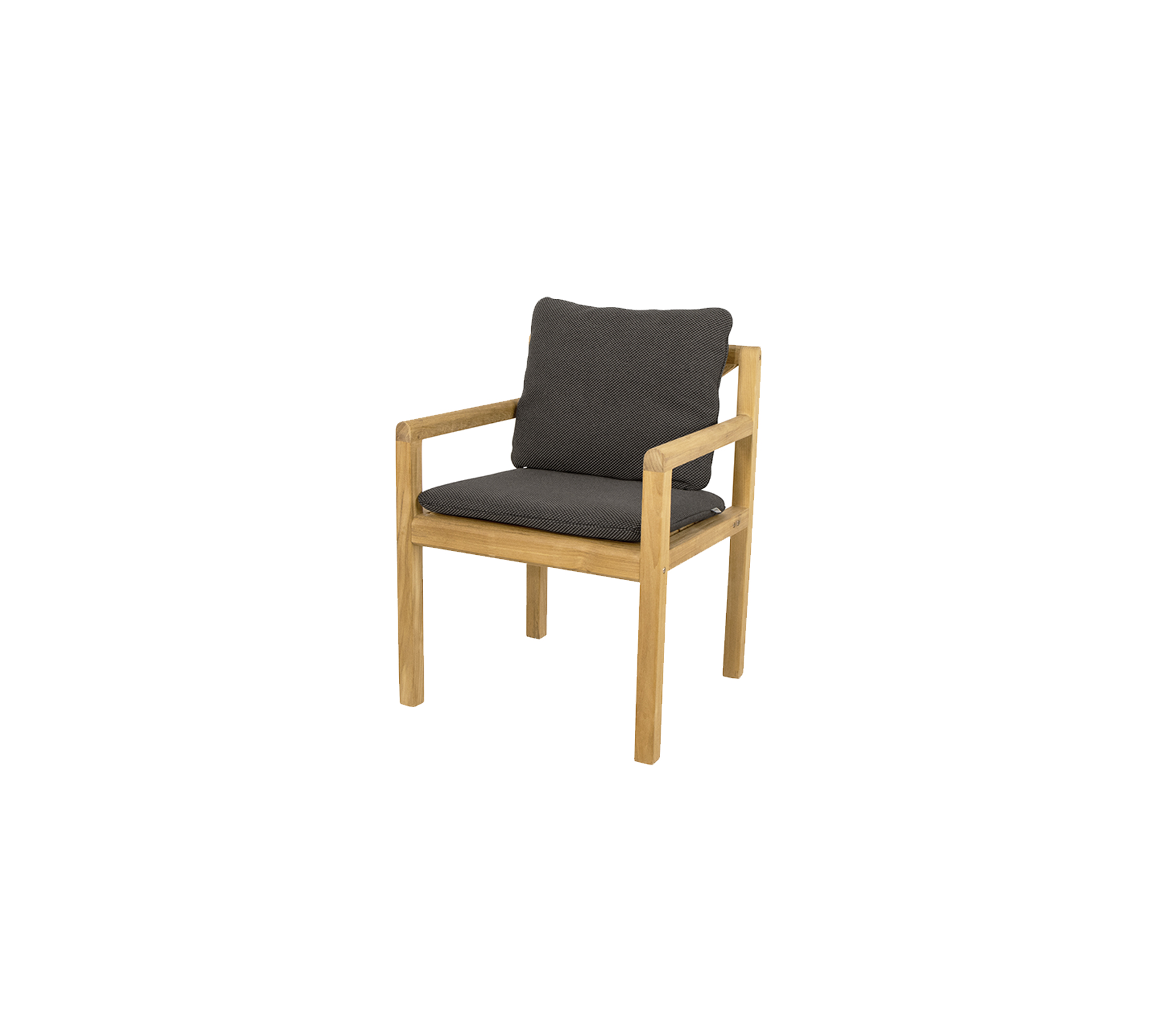Trekstol med lysfarget ramme og mørkt polstret sete, designet for komfort og stil i enhver setting.