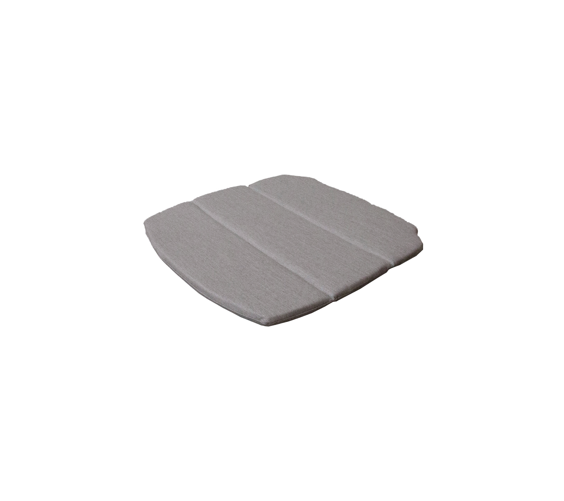 Grå pute med et strukturert design, med tre distinkte seksjoner for økt komfort.