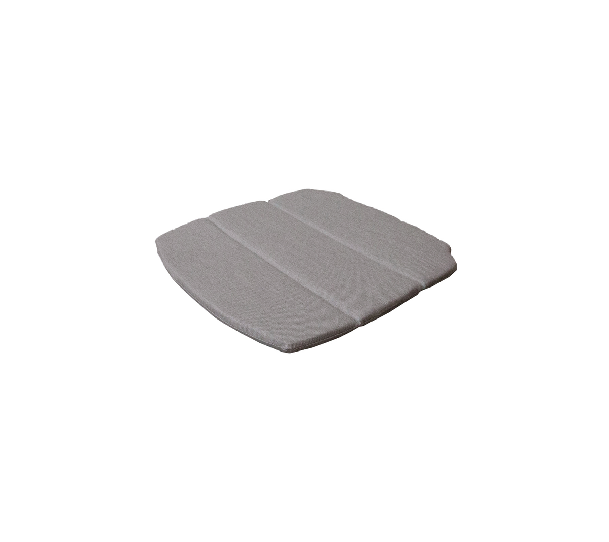 Grå pute med et strukturert design, med tre distinkte seksjoner for økt komfort.