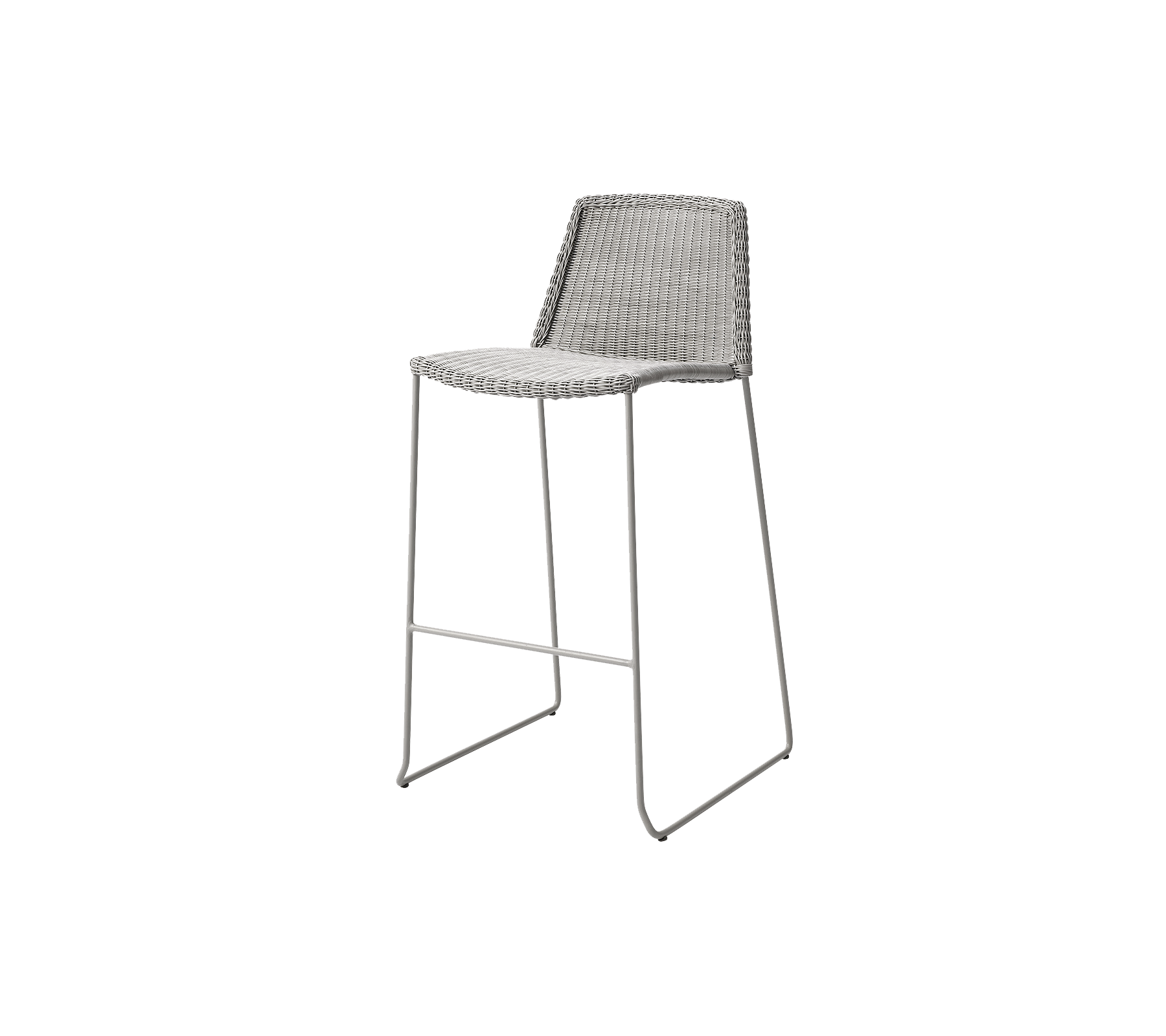 Stilig barstol med et slankt design, med et vevet sete og slanke metallben for moderne estetikk.