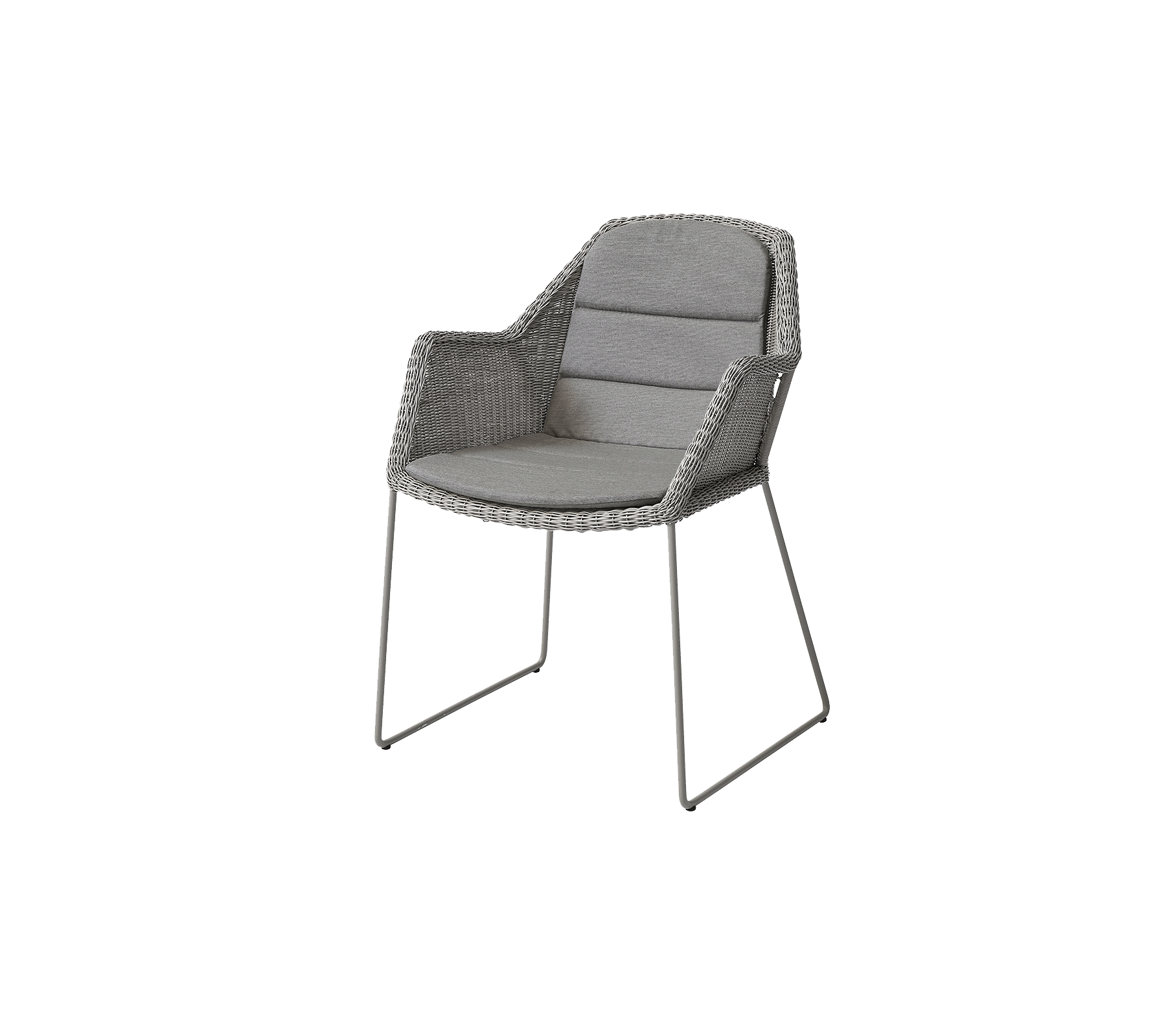 Stilig stol med et vevd design, myk polstring og slanke metallben, perfekt for moderne interiør.