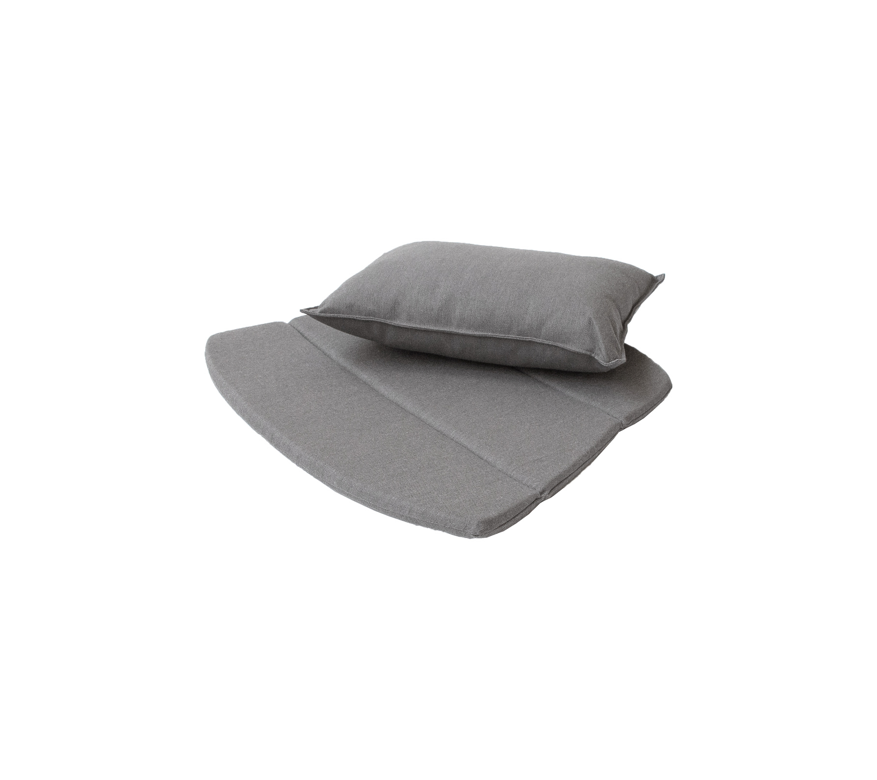 Grå putesett som inkluderer en flat bunnpute og en matchende ryggpute for ekstra komfort og støtte.