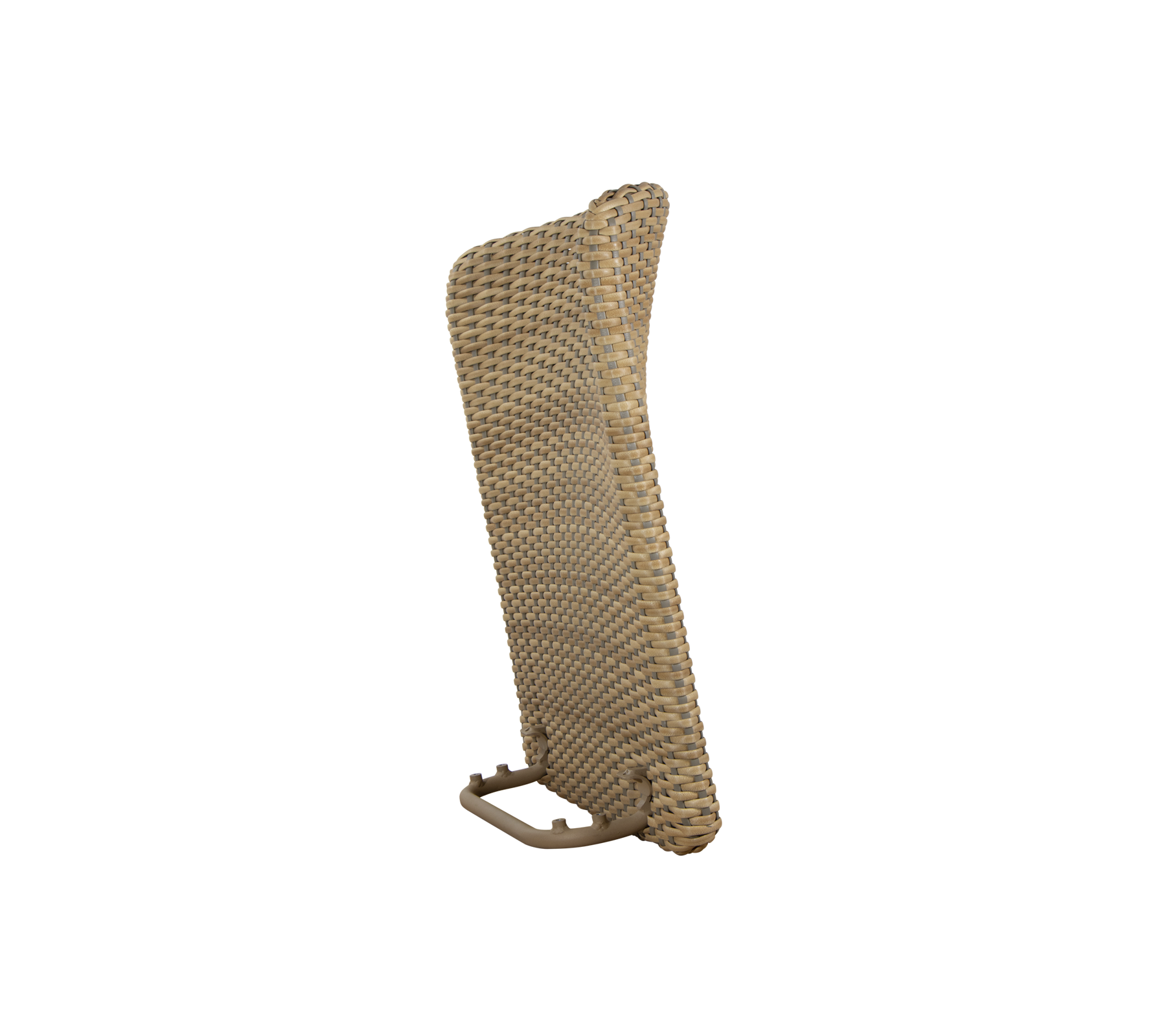 En vevd ryggstøtte designet for komfortabel sitteplass, med en buet form og solid støttebase. Ideell for avslapning.
