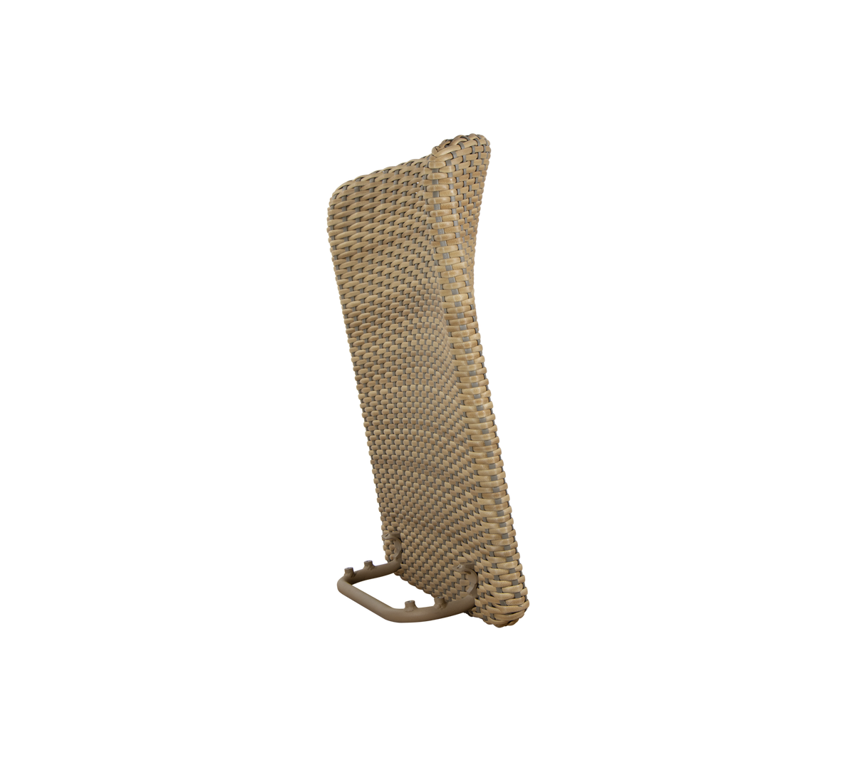 En vevd ryggstøtte designet for komfortabel sitteplass, med en buet form og solid støttebase. Ideell for avslapning.