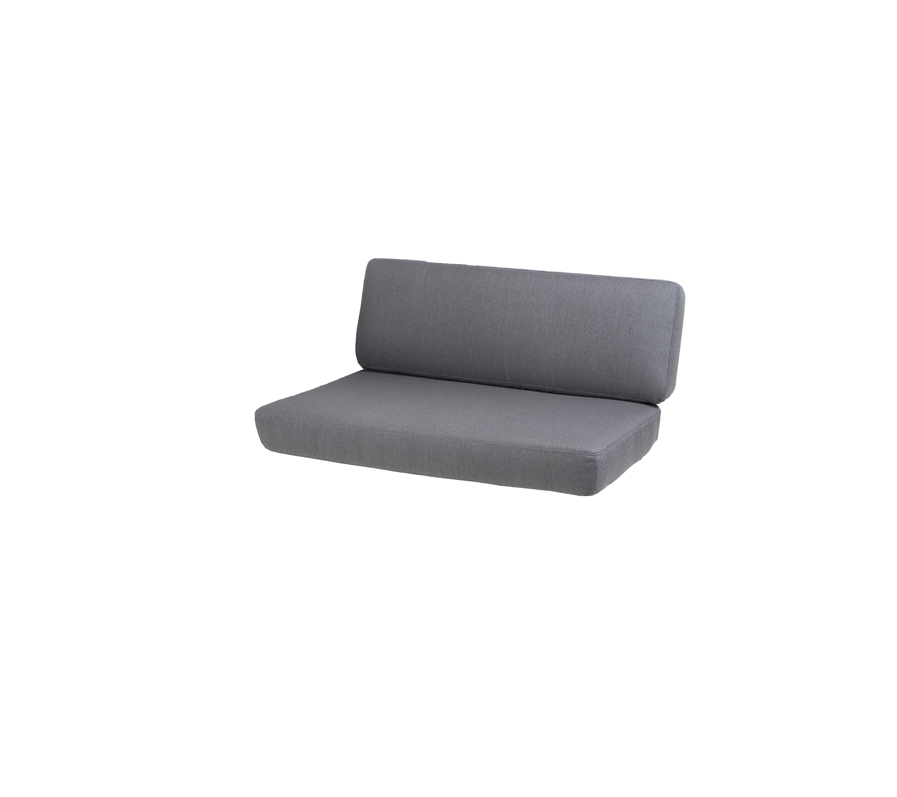 En slank, moderne grå sofa med et enkelt design, som har en komfortabelt polstret seterad og ryggstøtte. Ideell for uformelle settinger.
