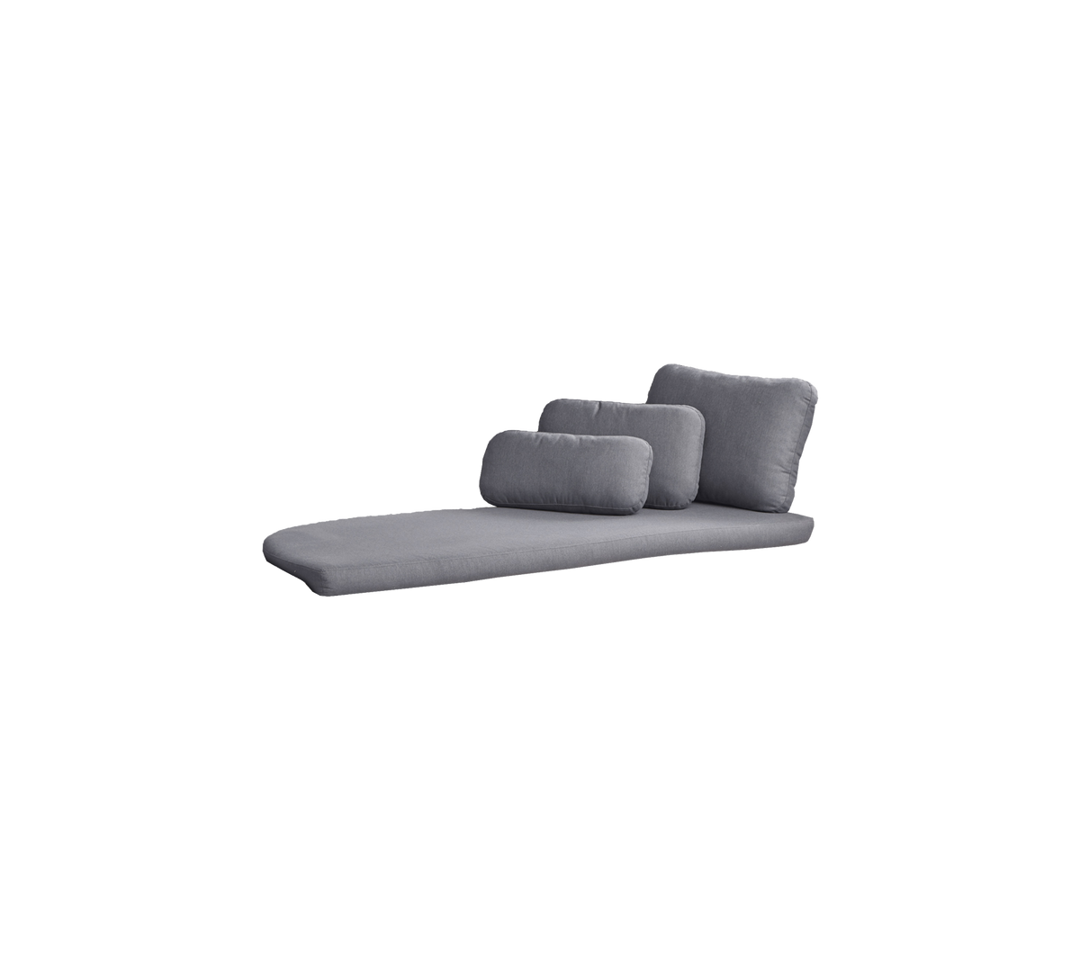 En moderne, stilren grå lounge stol med tre myke puter i ulike størrelser for komfort og stil.