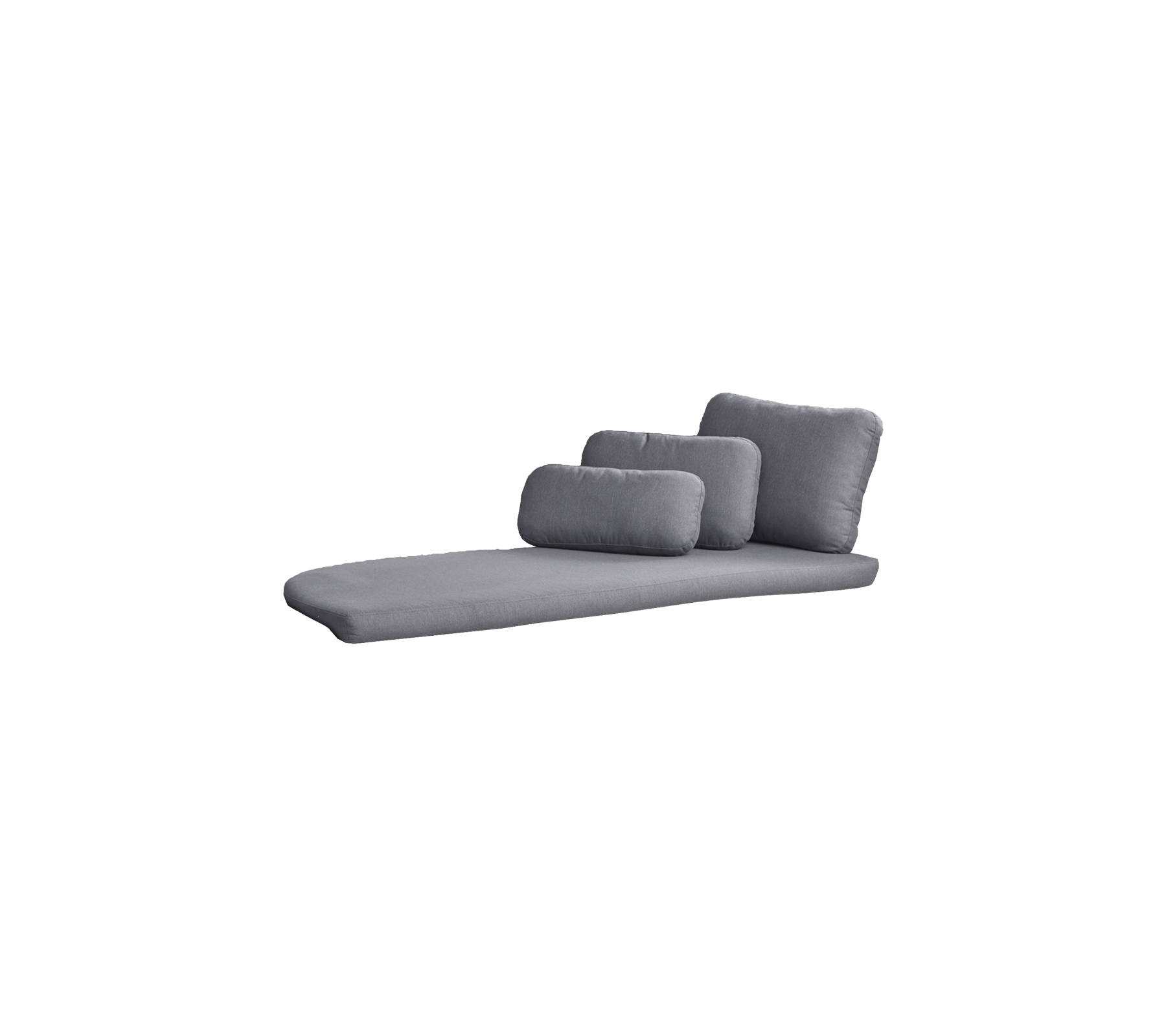 En moderne, stilren grå lounge stol med tre myke puter i ulike størrelser for komfort og stil.