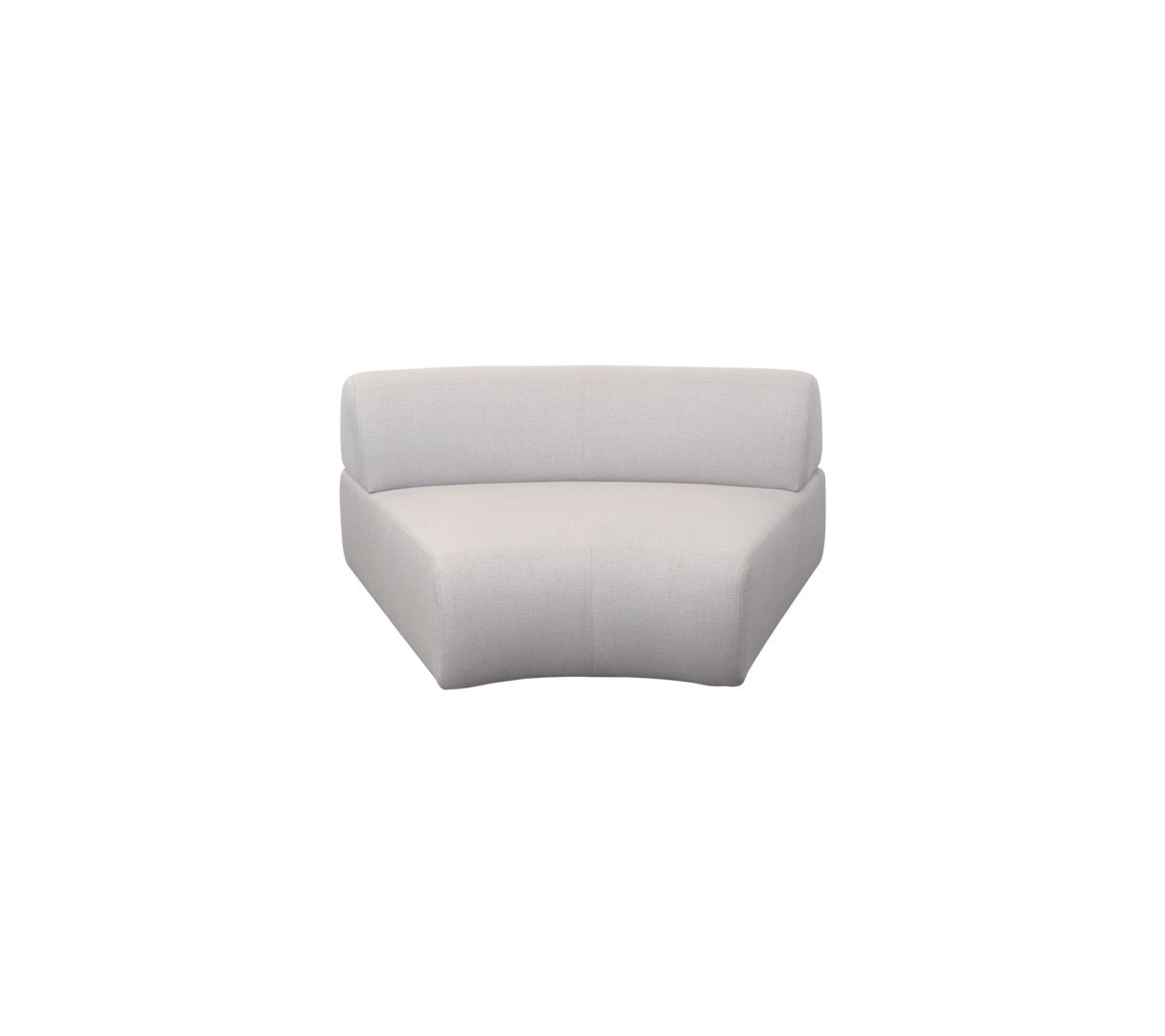 En stilfull, moderne buet sofa i et lett stoff, designet for komfort og moderne rom. Ideell for koselige sittearrangementer.