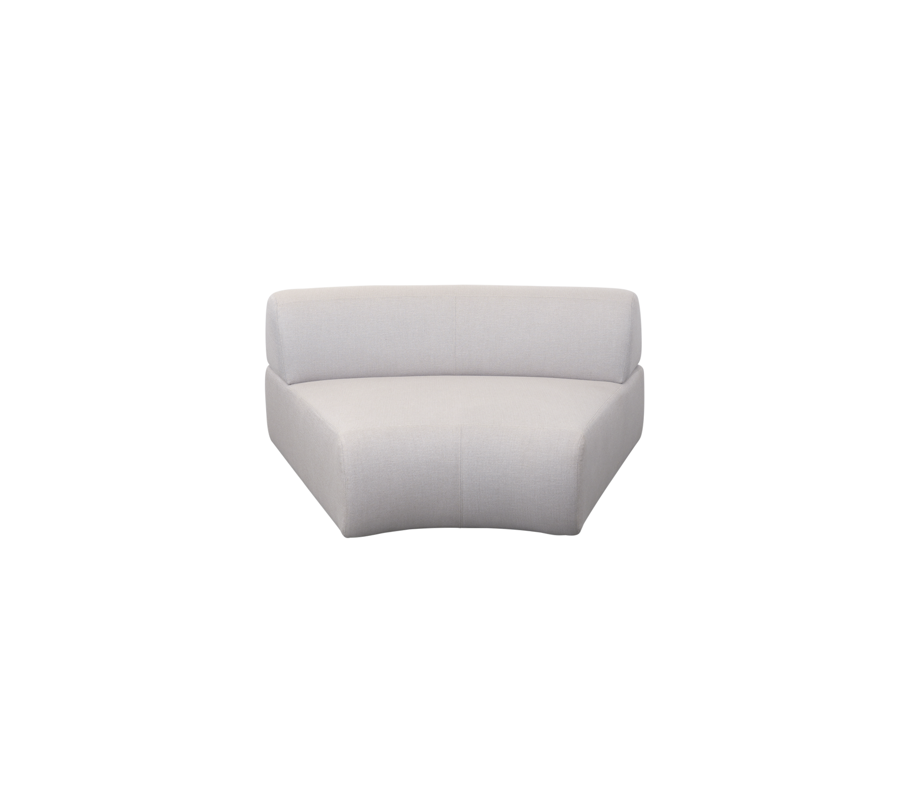 En stilfull, moderne buet sofa i et lett stoff, designet for komfort og moderne rom. Ideell for koselige sittearrangementer.