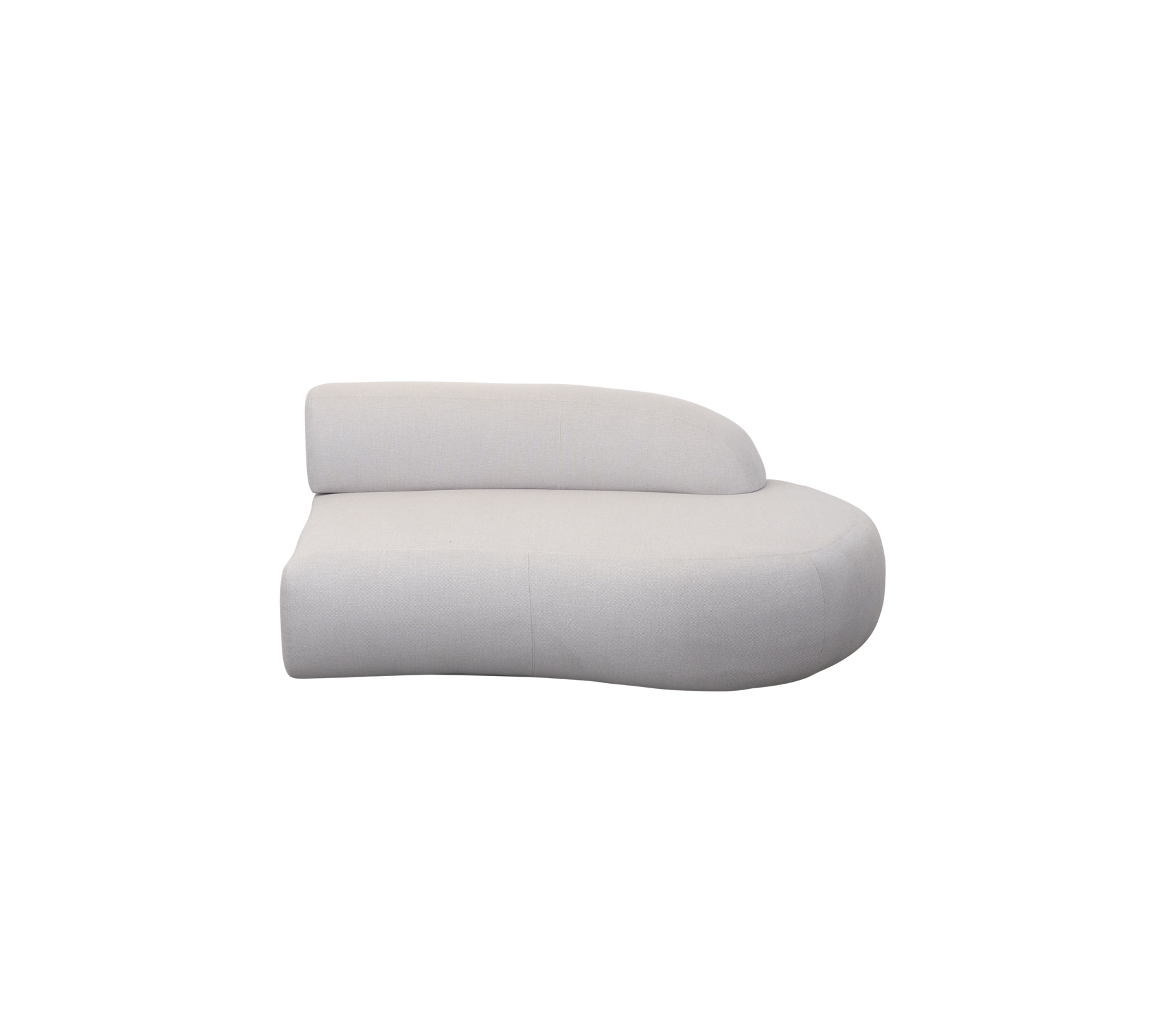 Elegant buet hvit sofa med moderne design, som har glatte konturer og en minimalistisk estetikk. Ideell for stilfull sitting.