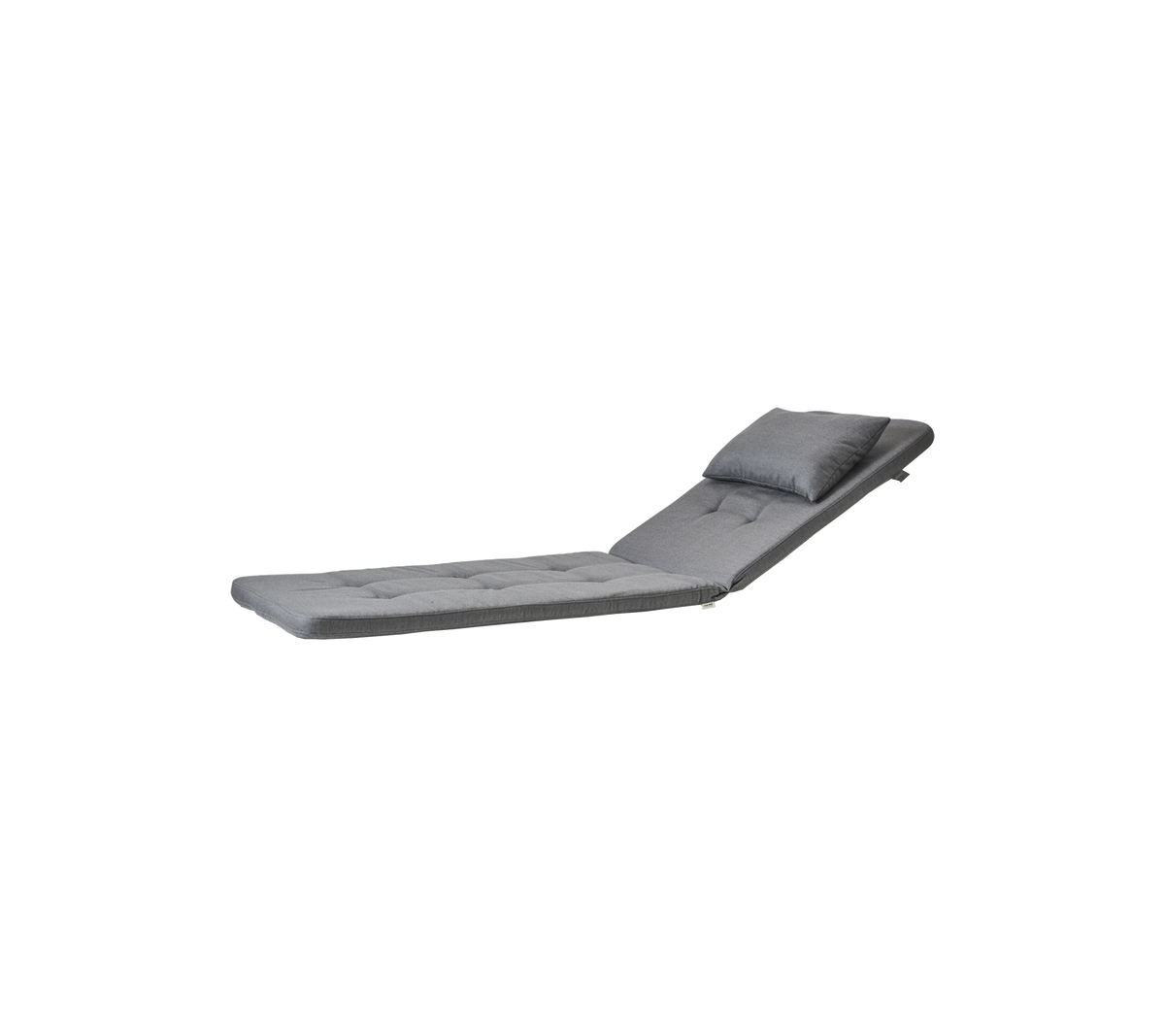 Stilig justerbar chaise lounge i et moderne grått stoff, med quiltet design og et komfortabelt hodeledd. Perfekt for avslapning.