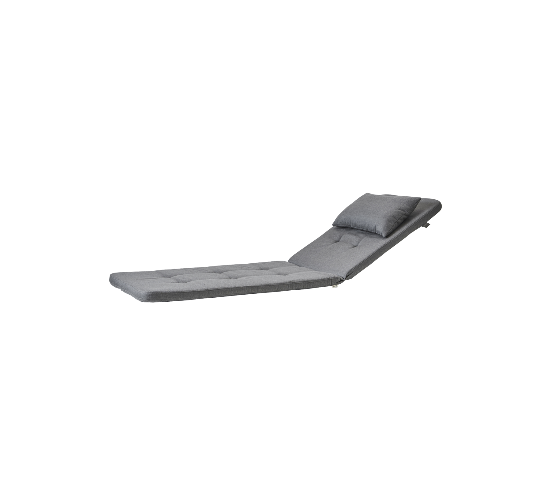 Stilig justerbar chaise lounge i et moderne grått stoff, med quiltet design og et komfortabelt hodeledd. Perfekt for avslapning.