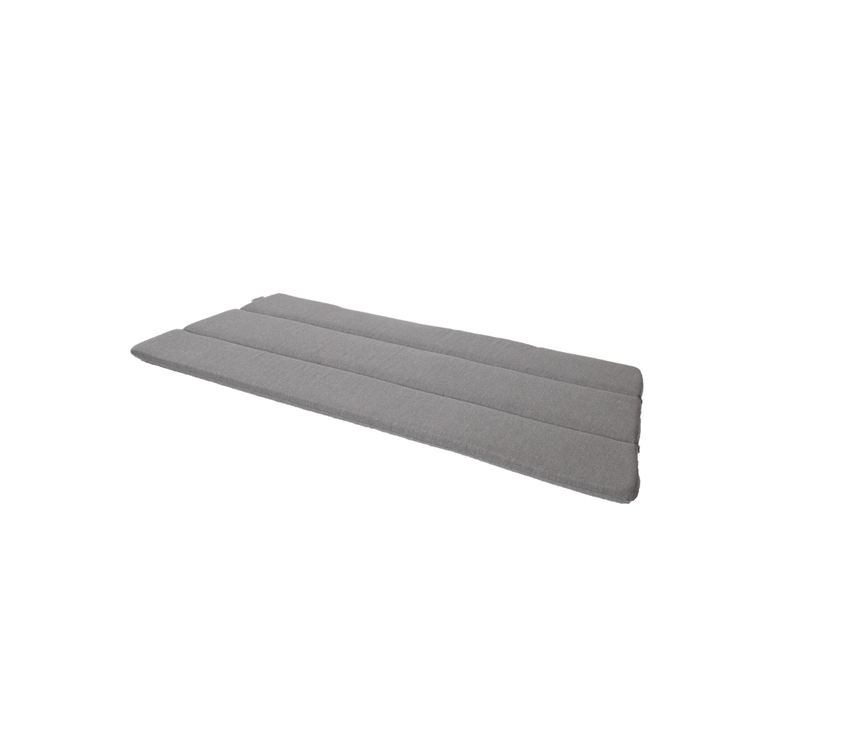 Grå polstret matte med et slankt, minimalistisk design med tre horisontale seksjoner. Ideell for komfort og støtte.