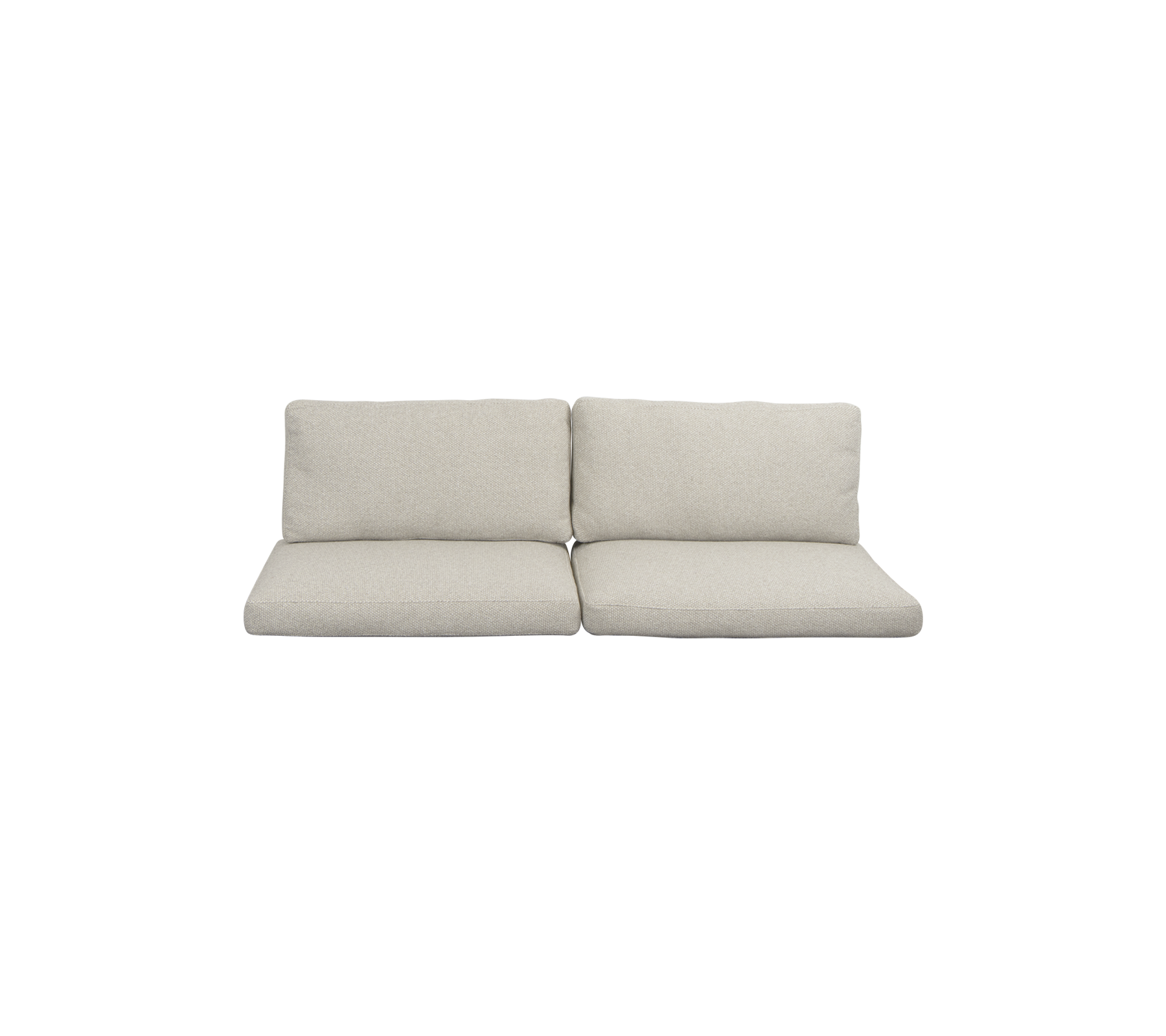 Lys grå to-seters sofa med myke puter, som tilbyr et minimalistisk design som passer til forskjellige innredningsstiler.