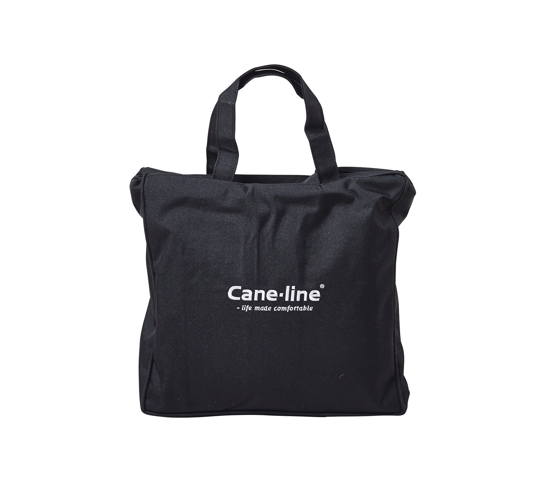 Svart tote bag med Cane-line-logo i hvitt. Egnet for ulike formål, som kombinerer stil og funksjonalitet.