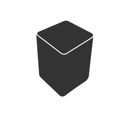 Enkel geometrisk beholder med sekskantet form og flat toppoverflate. Egnet for ulike oppbevaringsformål.