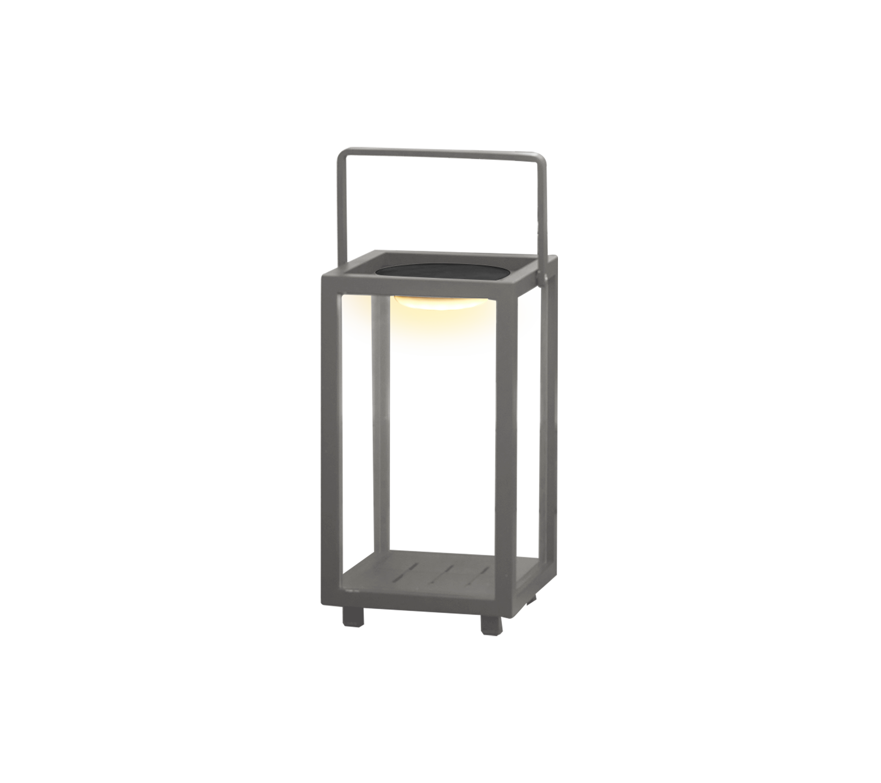 En moderne LED-lanterne med et slankt design og håndtak, som gir stilfull belysning i alle omgivelser.