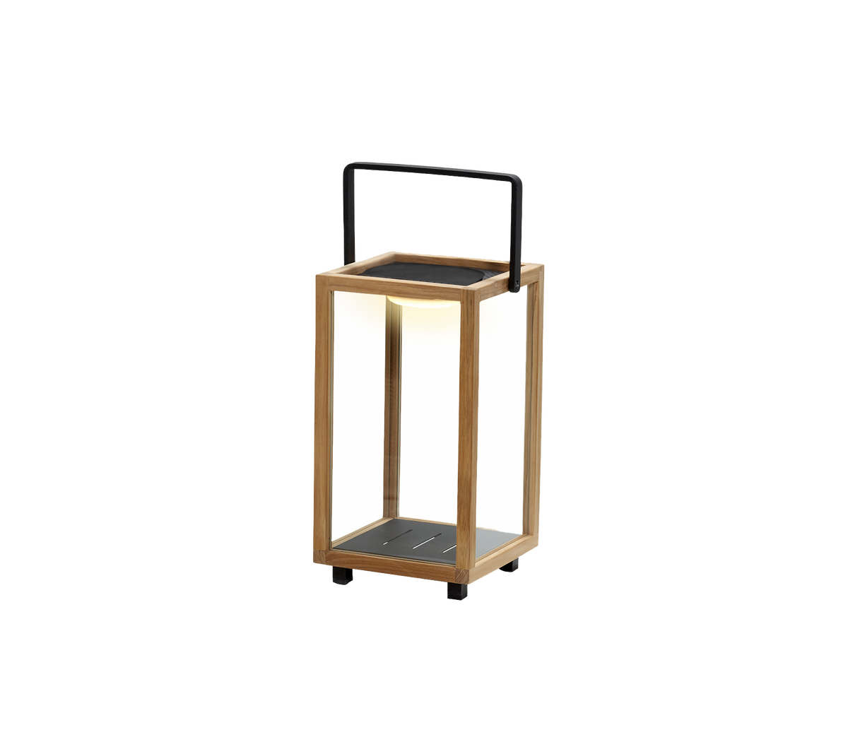 En stilig lampe i tre og metall, med et integrert LED-lys i designet, perfekt for å tilføre stemning.