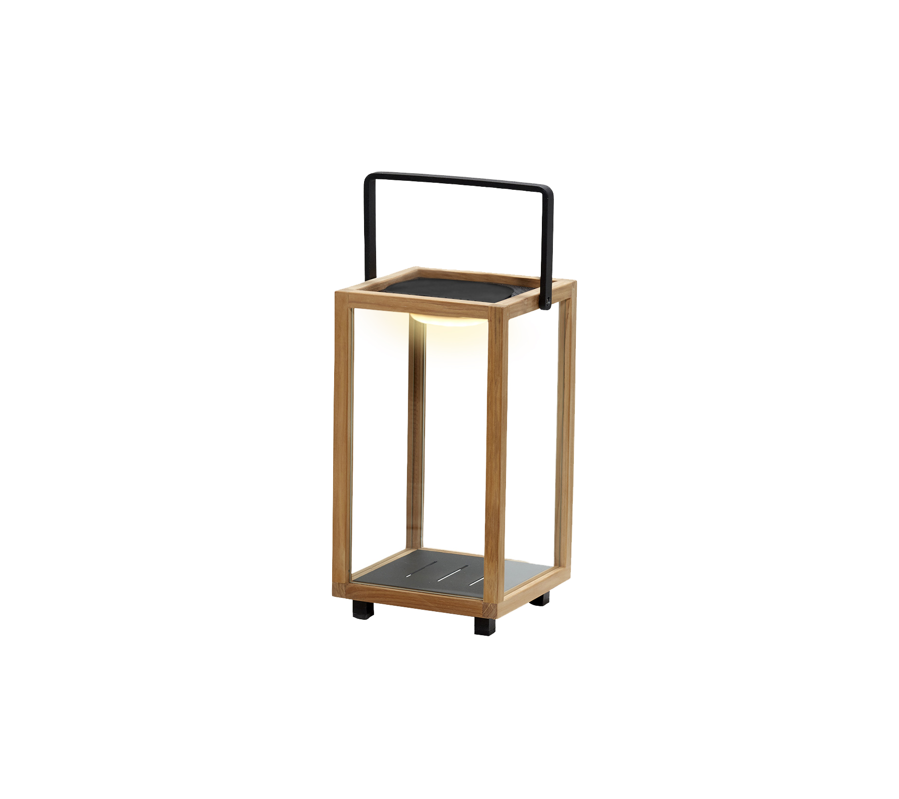 En stilig lampe i tre og metall, med et integrert LED-lys i designet, perfekt for å tilføre stemning.